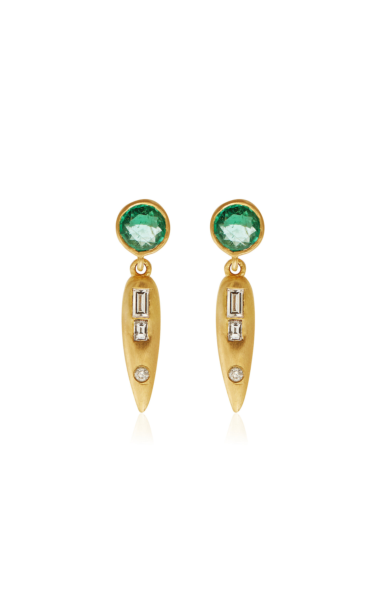 18K Yellow Gold Grass Beam Earrings