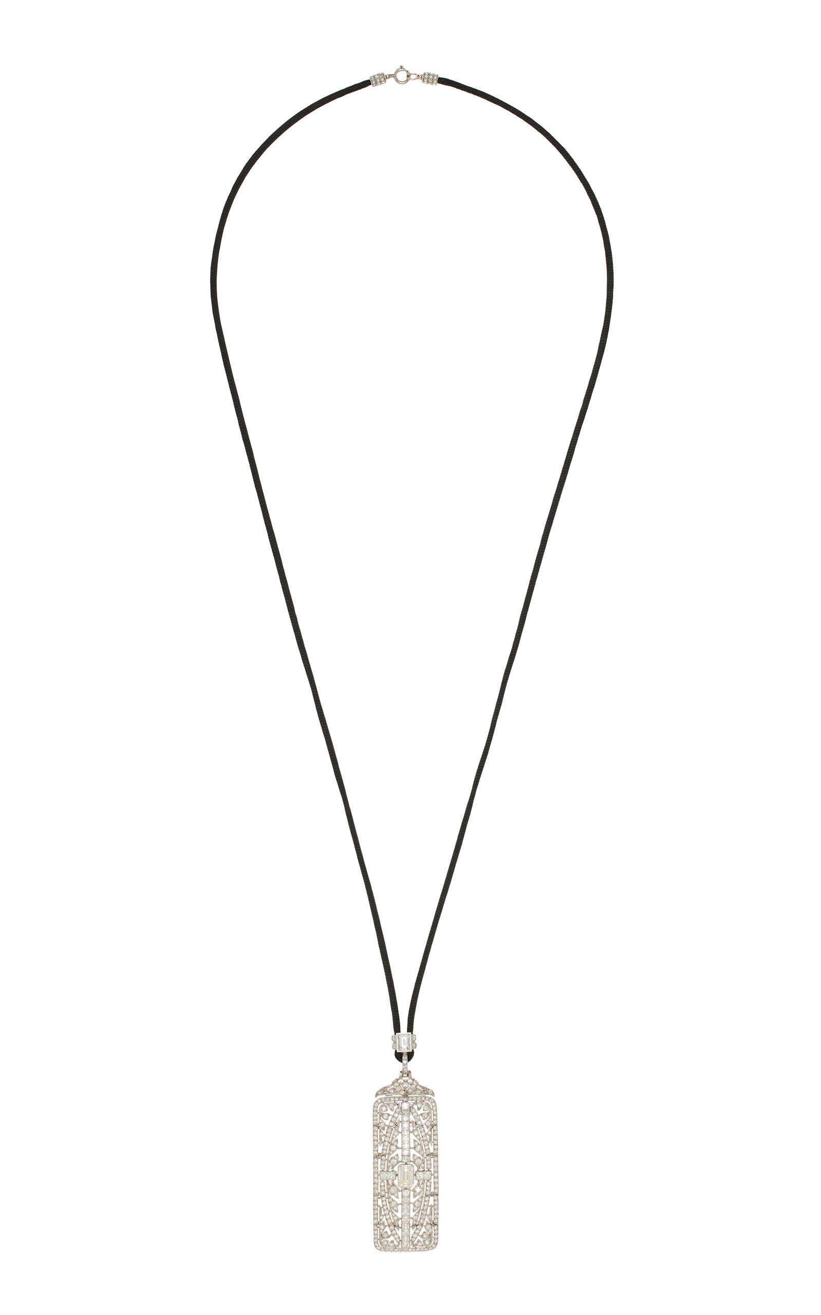 Vintage Platinum Diamond Art Deco Pendant Necklace