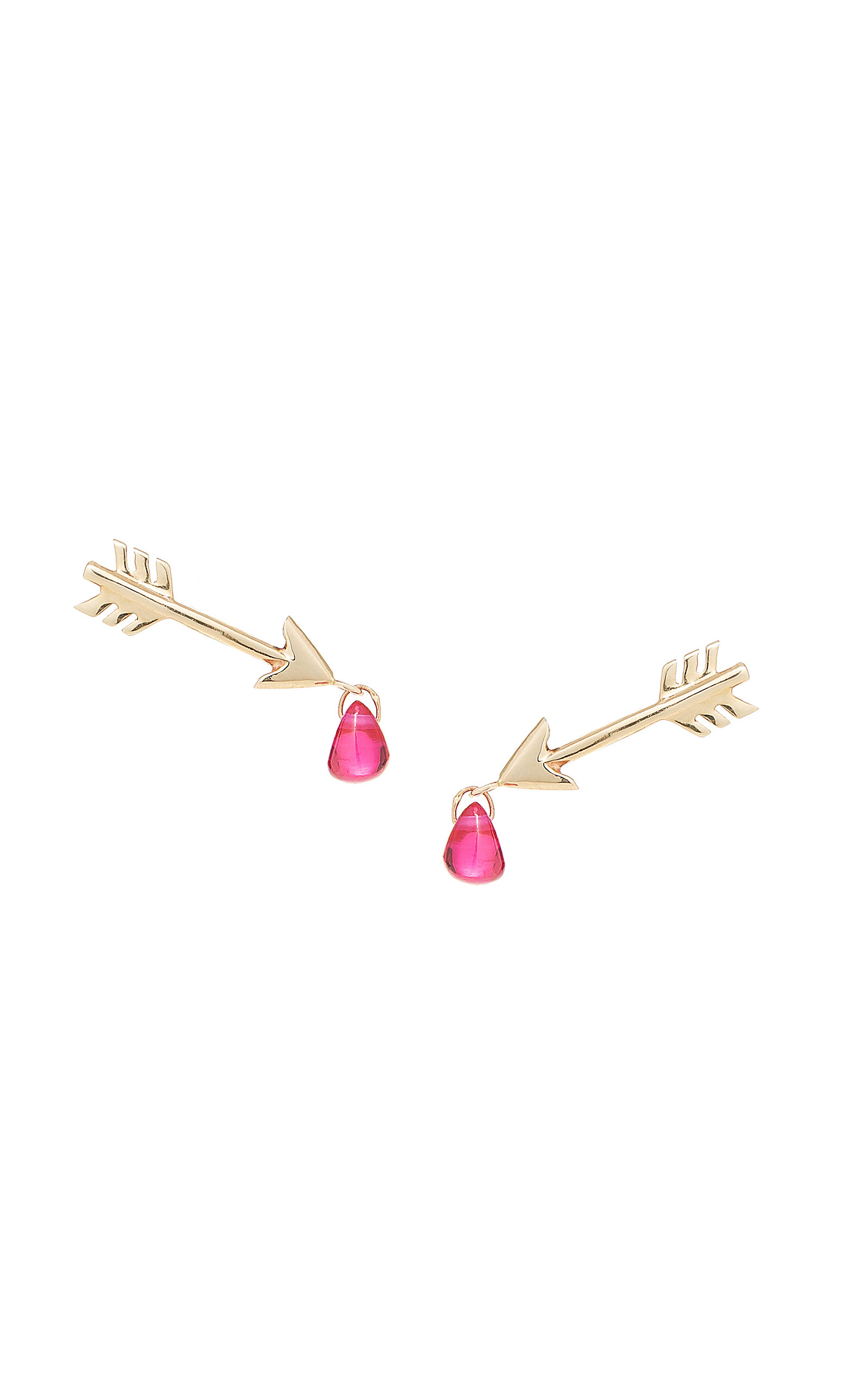 Artemis Arrow 14K Yellow Gold Ruby Earrings