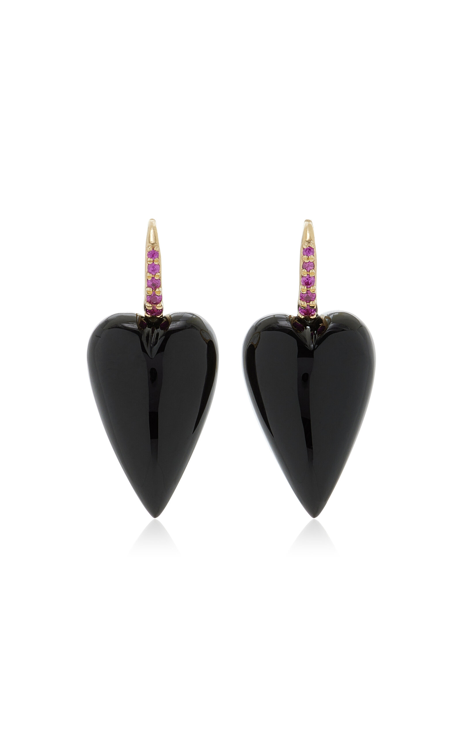 14K Yellow Gold Ruby And Onyx Earrings