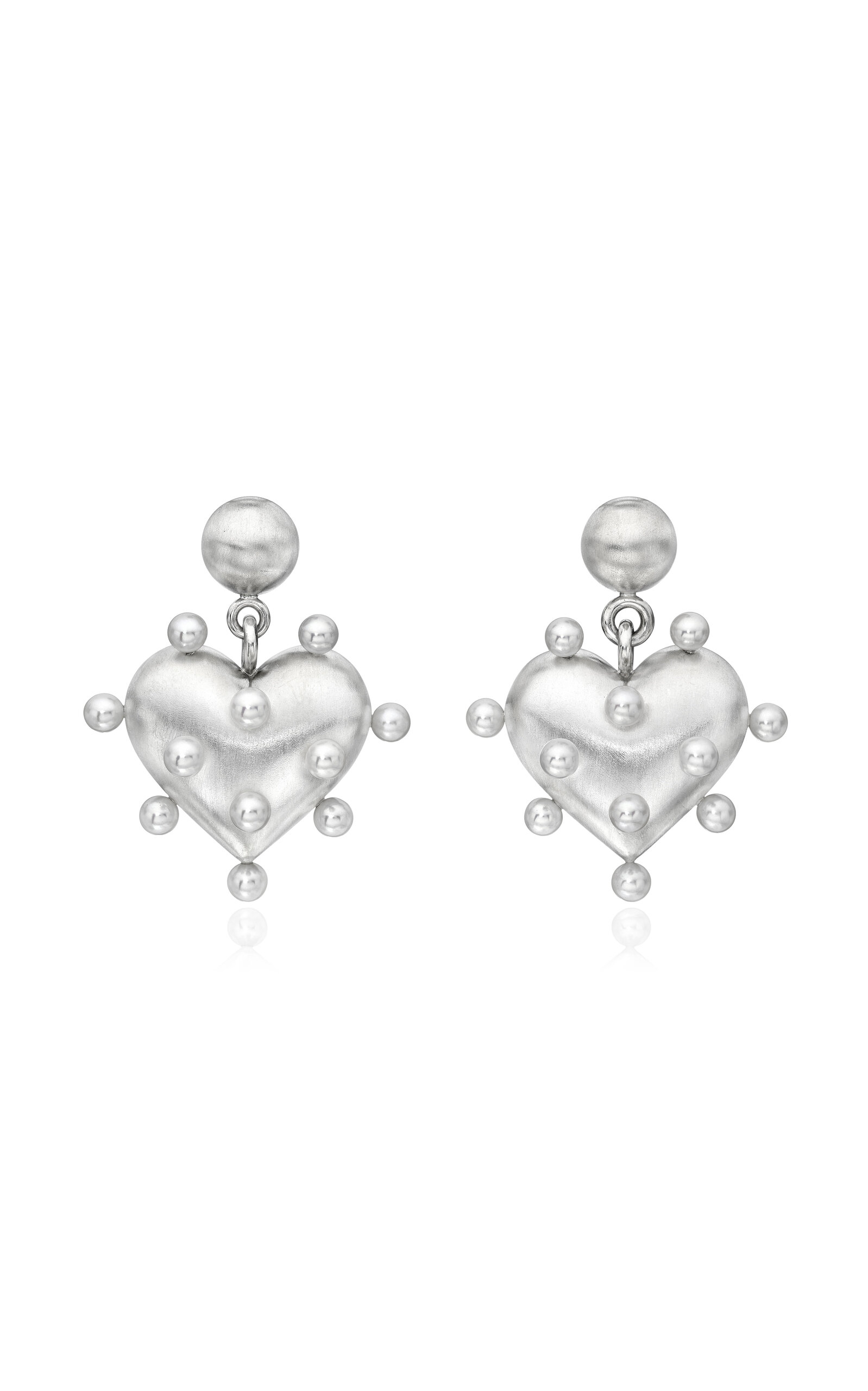 Pin Cushion Heart Sterling Silver Pearl Earrings