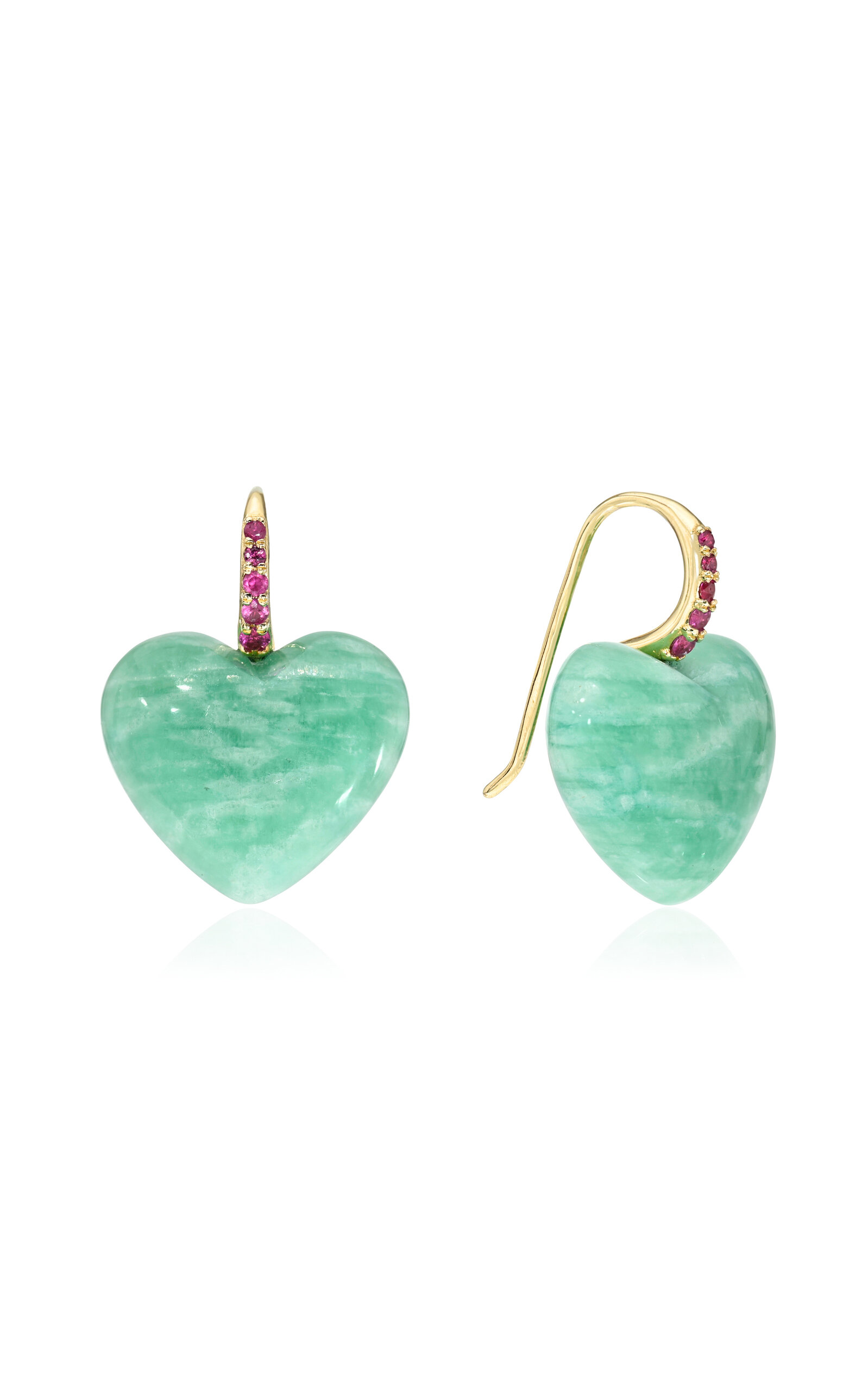 14K Yellow Gold Sapphire Amazonite Earrings
