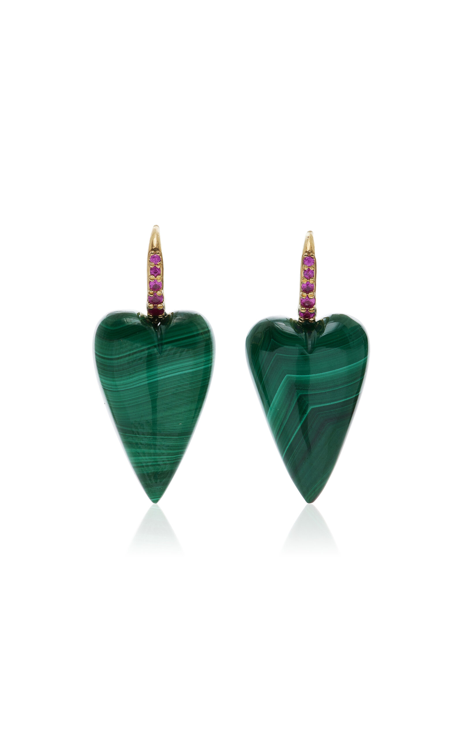 14K Yellow Gold Sapphire Malachite Earrings