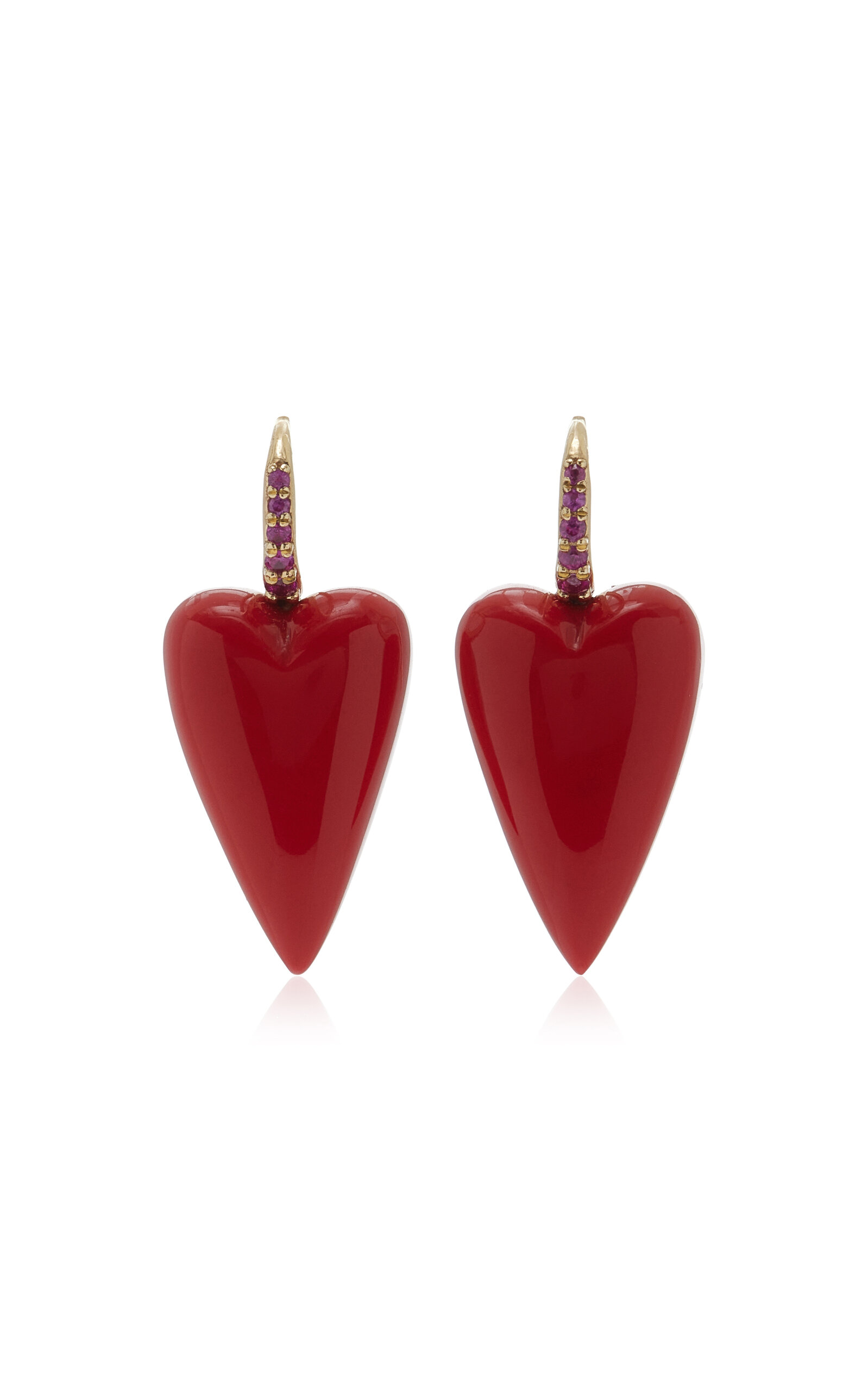 14K Yellow Gold Sapphire Coral Earrings