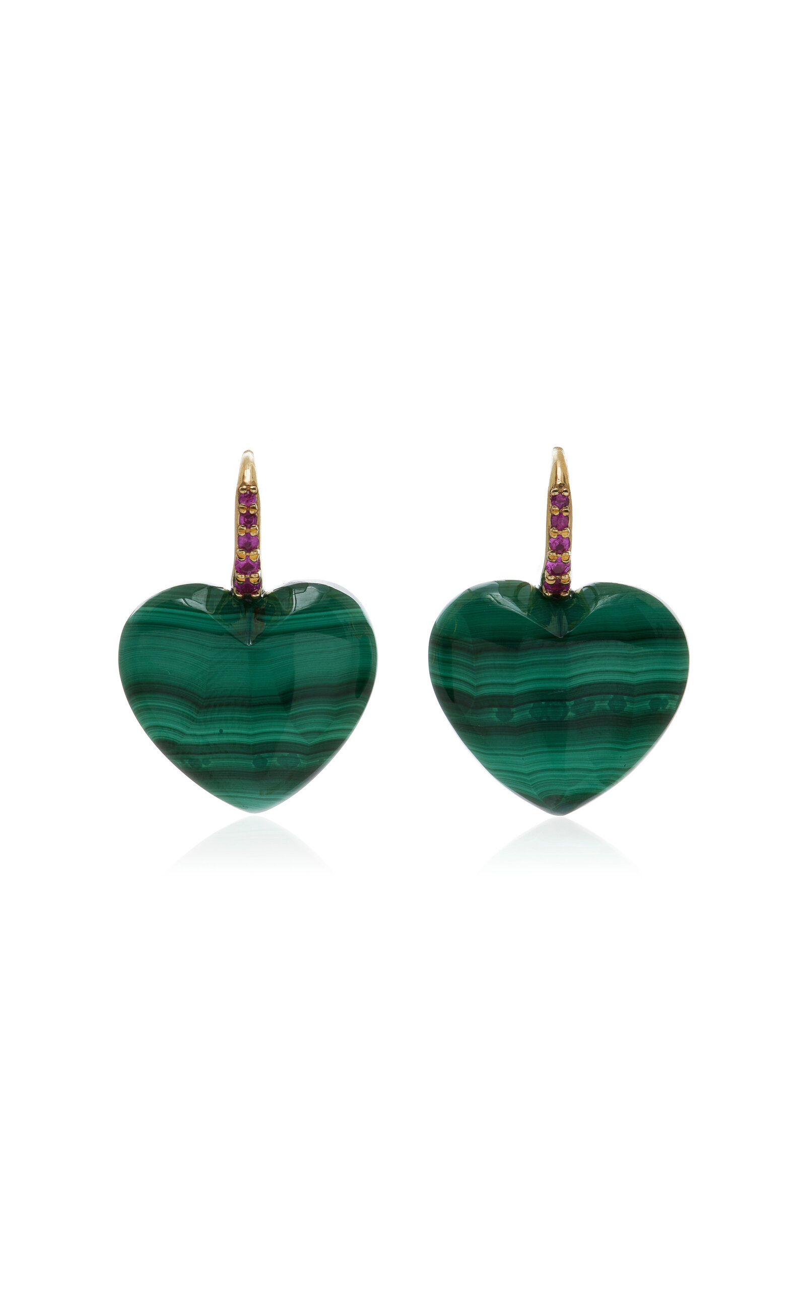 14K Yellow Gold Sapphire Malachite Earrings