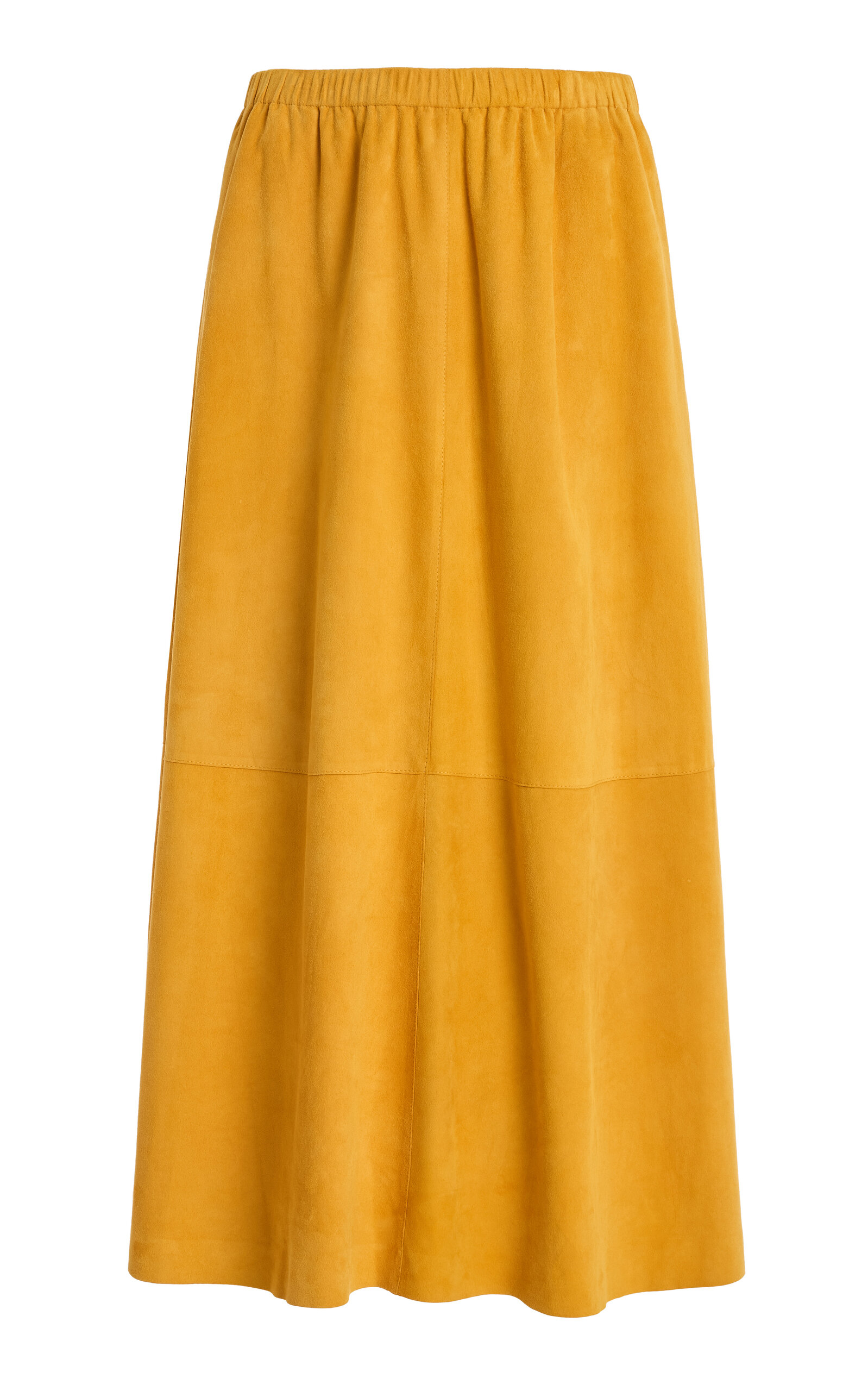 Lafayette 148 Suede Midi Skirt - Yellow