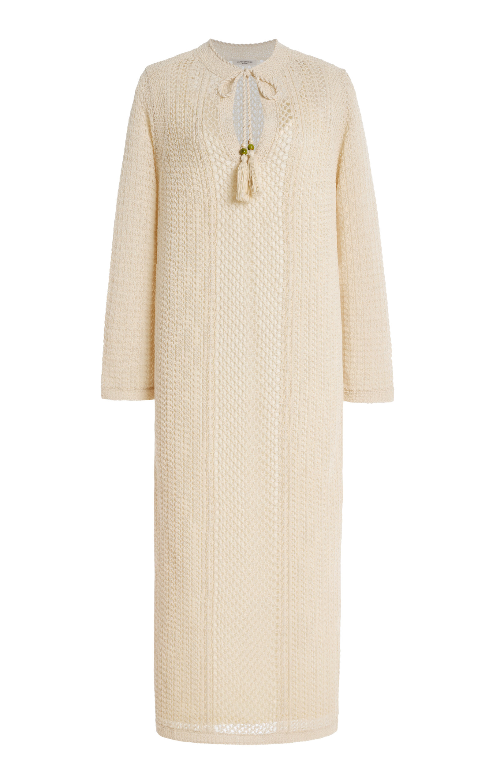 Lafayette 148 Cotton Knit Kaftan Dress - Off-White - XS