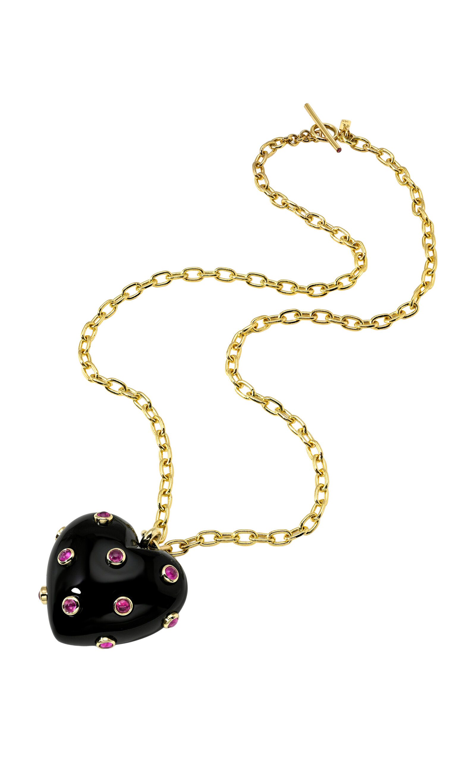 14K Yellow Gold Onyx and Sapphire Pendant