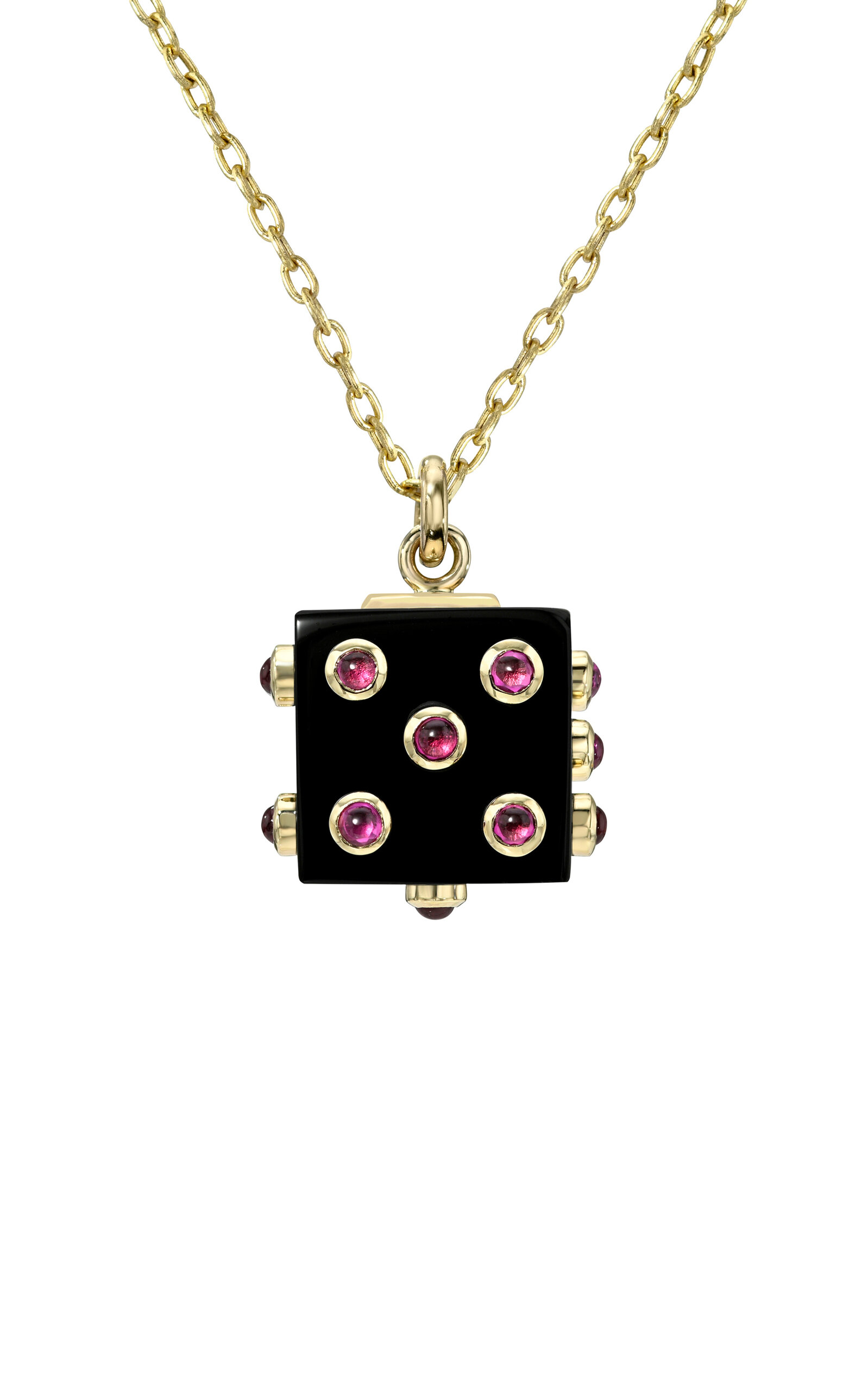 14K Yellow Gold Onyx and Sapphire Pendant