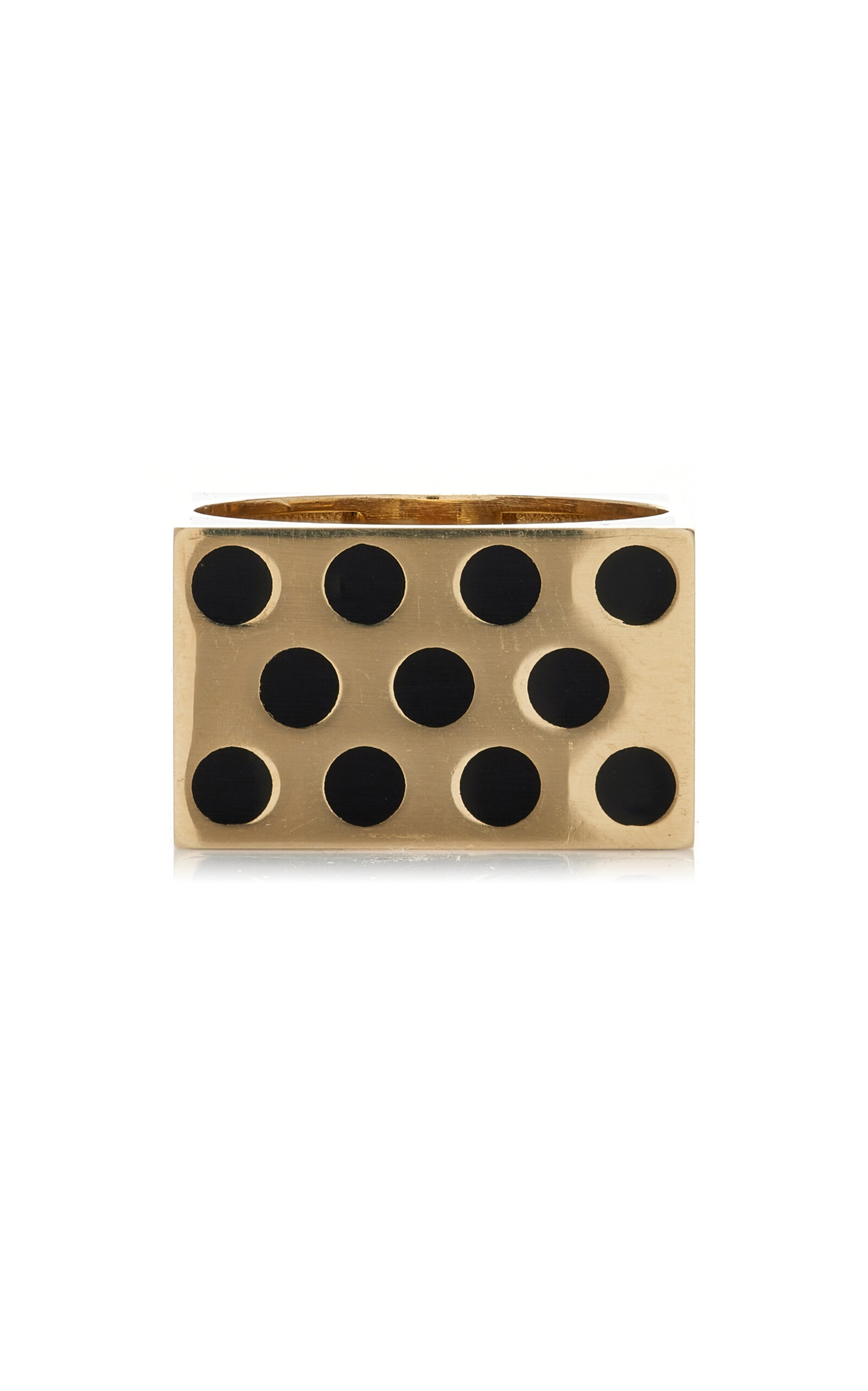 14K Yellow Gold Black Enamel Ring