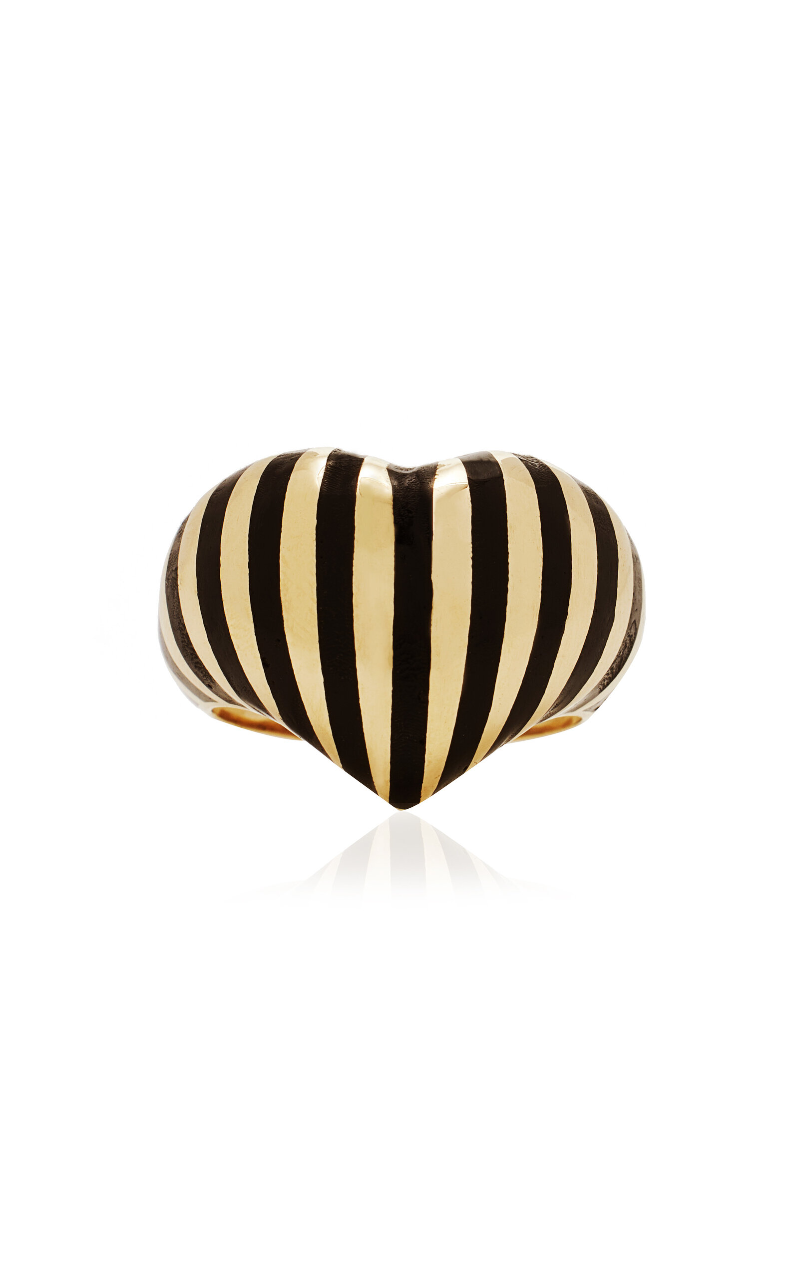 14K Yellow Gold Black Enamel Ring