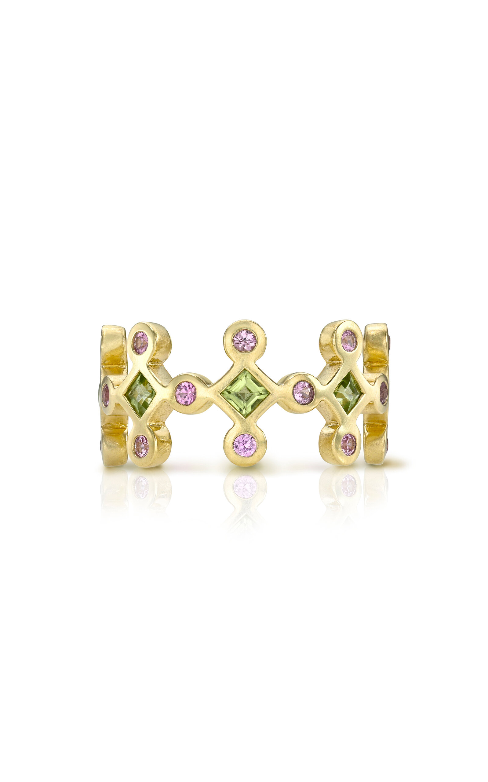Pastel Crown 14K Yellow Gold Sapphire Peridot Ring