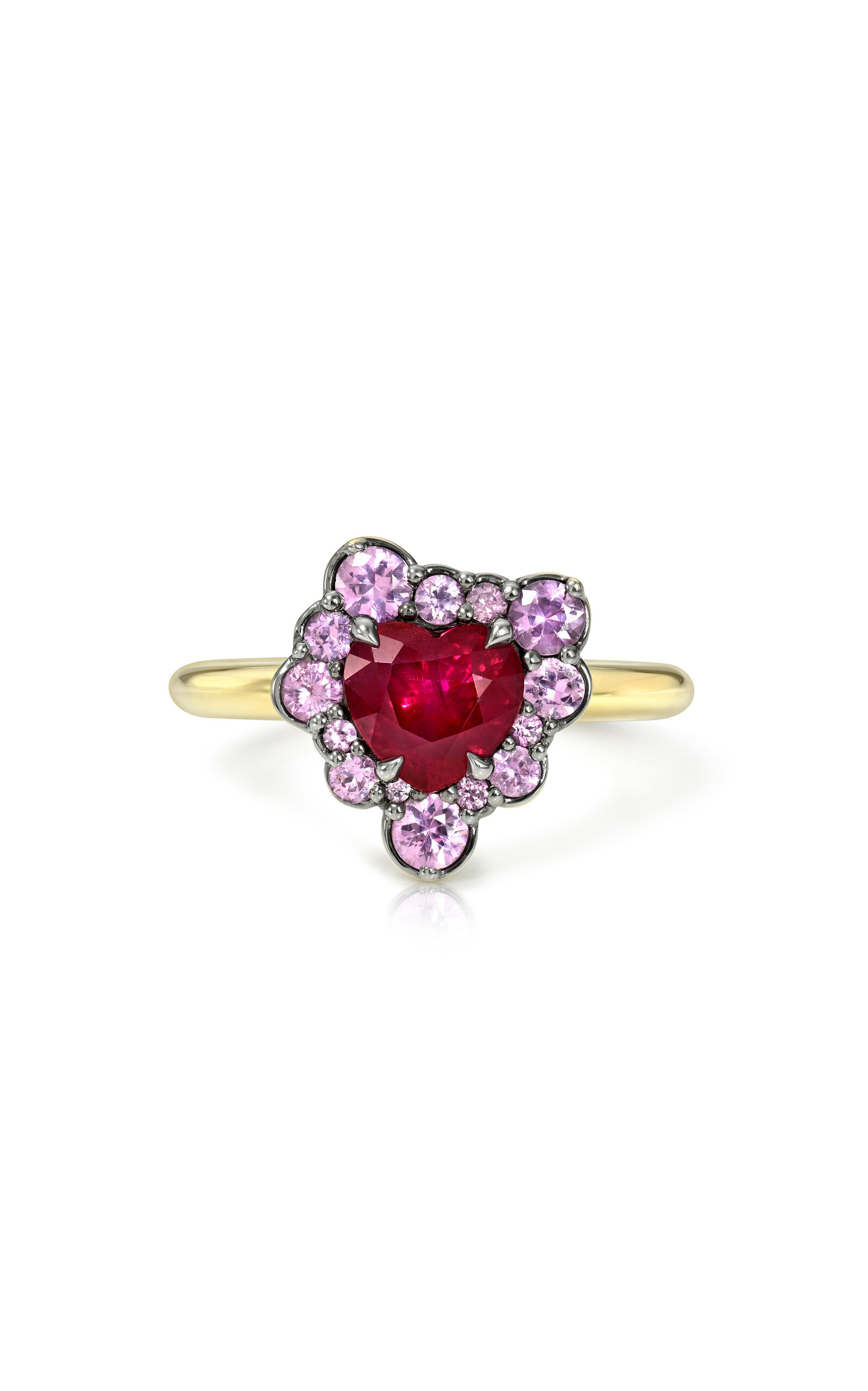 Rachel Quinn Ruby 18k Yellow Gold Multi-stone Ring In Red