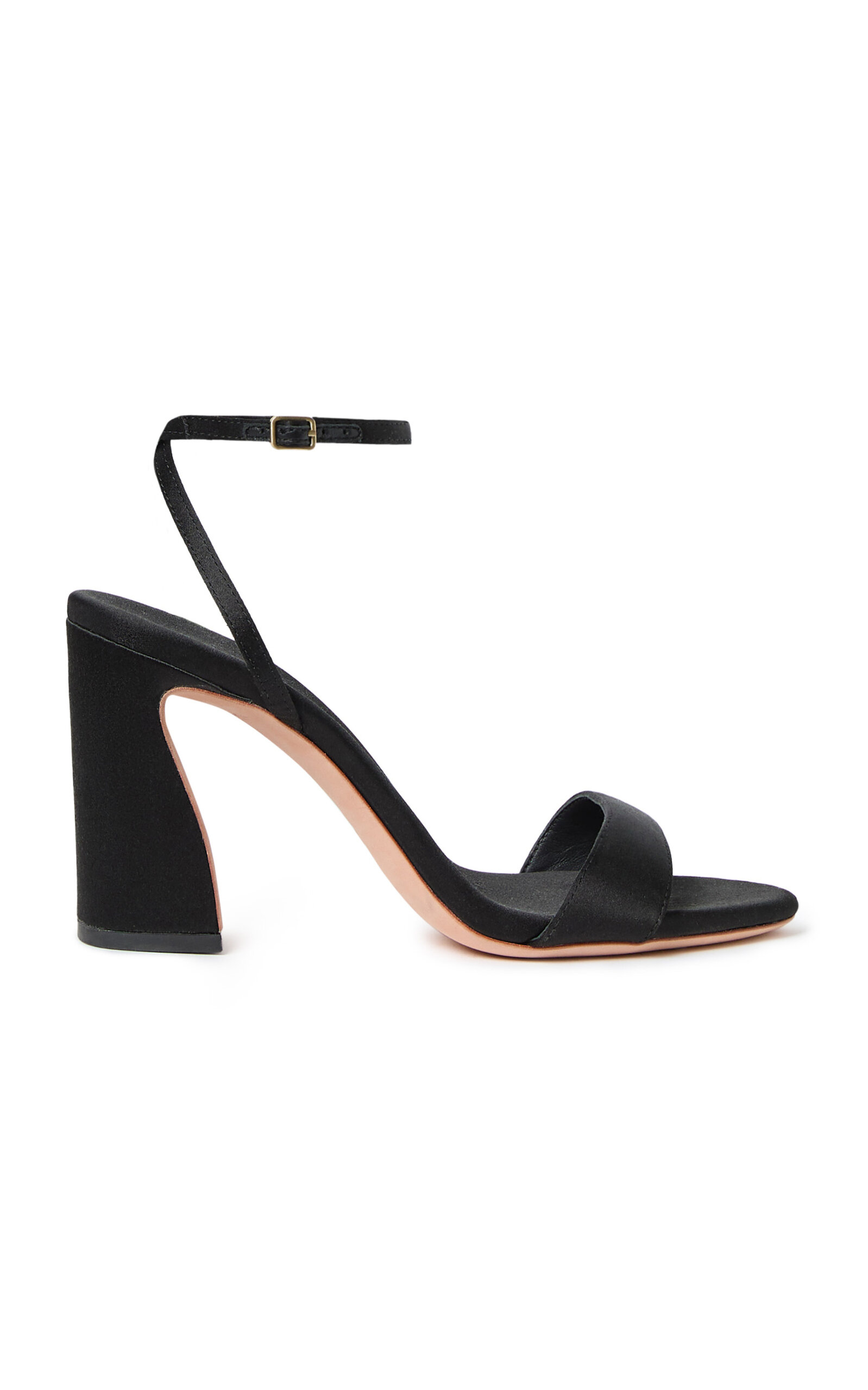 Loeffler Randall Malia Curved Heel Simple Sandal With Ankle Wrap In Black