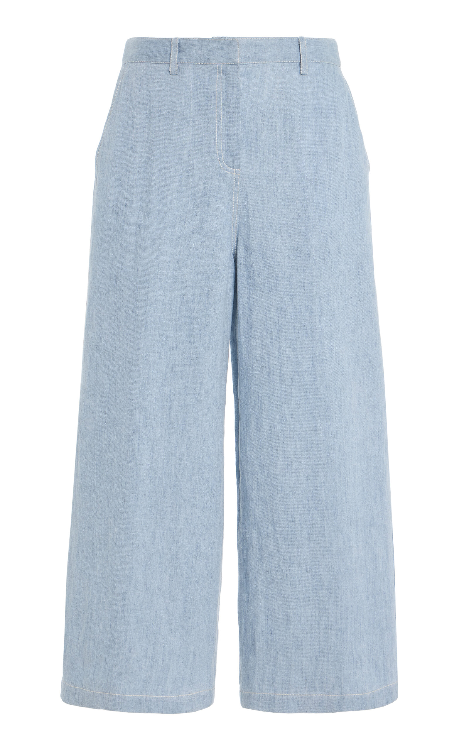 TWP Howard Cropped Mid-Rise Straight-Leg Pants - Light Blue