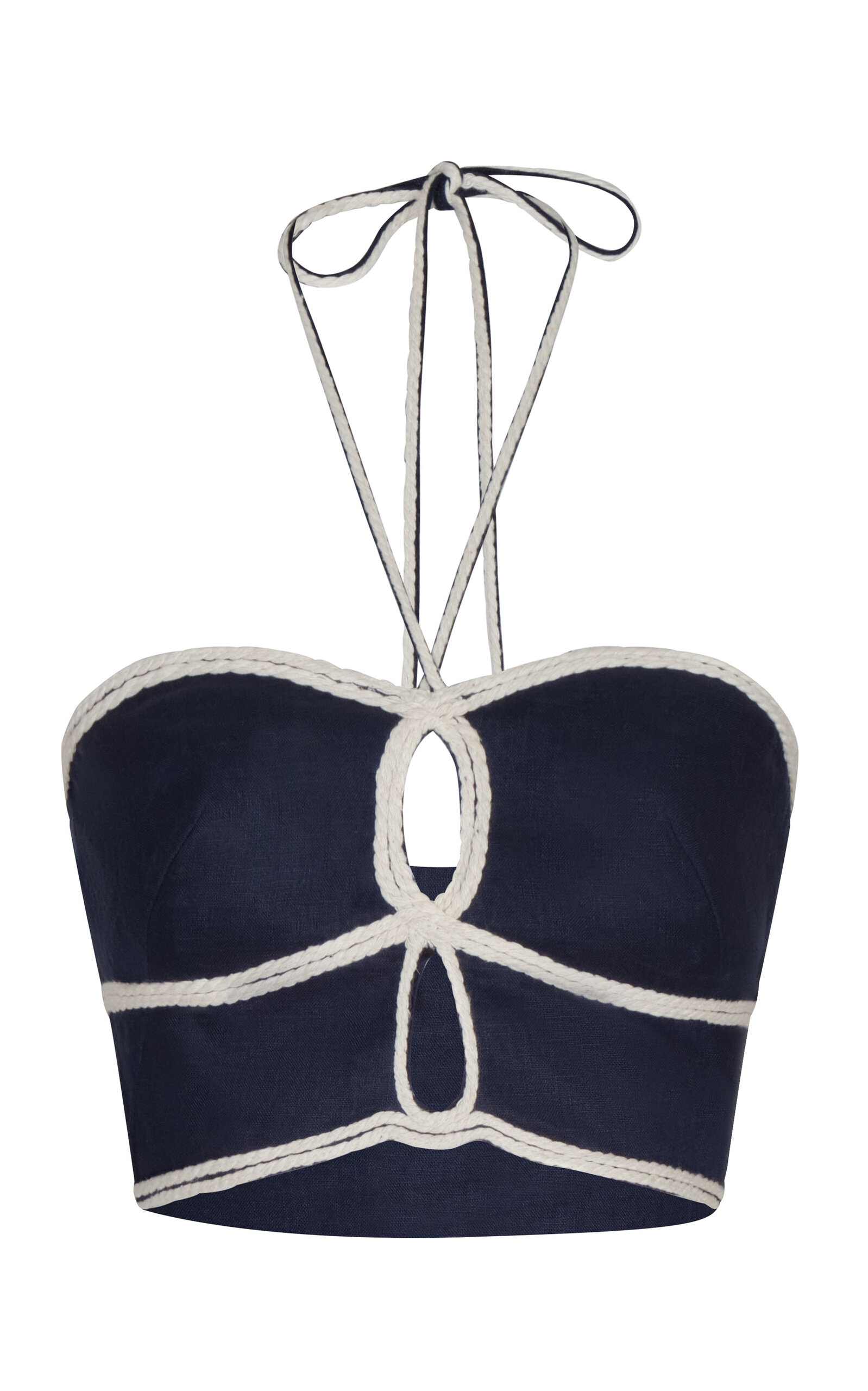 Andres Otalora Agave Embroidered Linen Halter Top