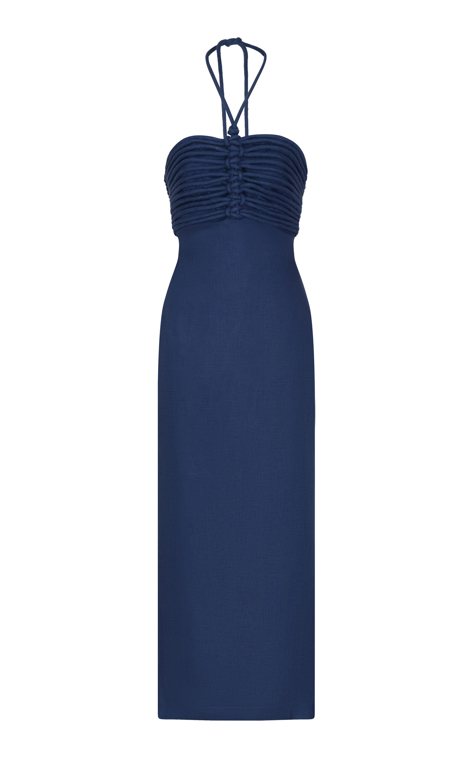 Andres Otalora Mezcalitos Halter Linen Midi Dress