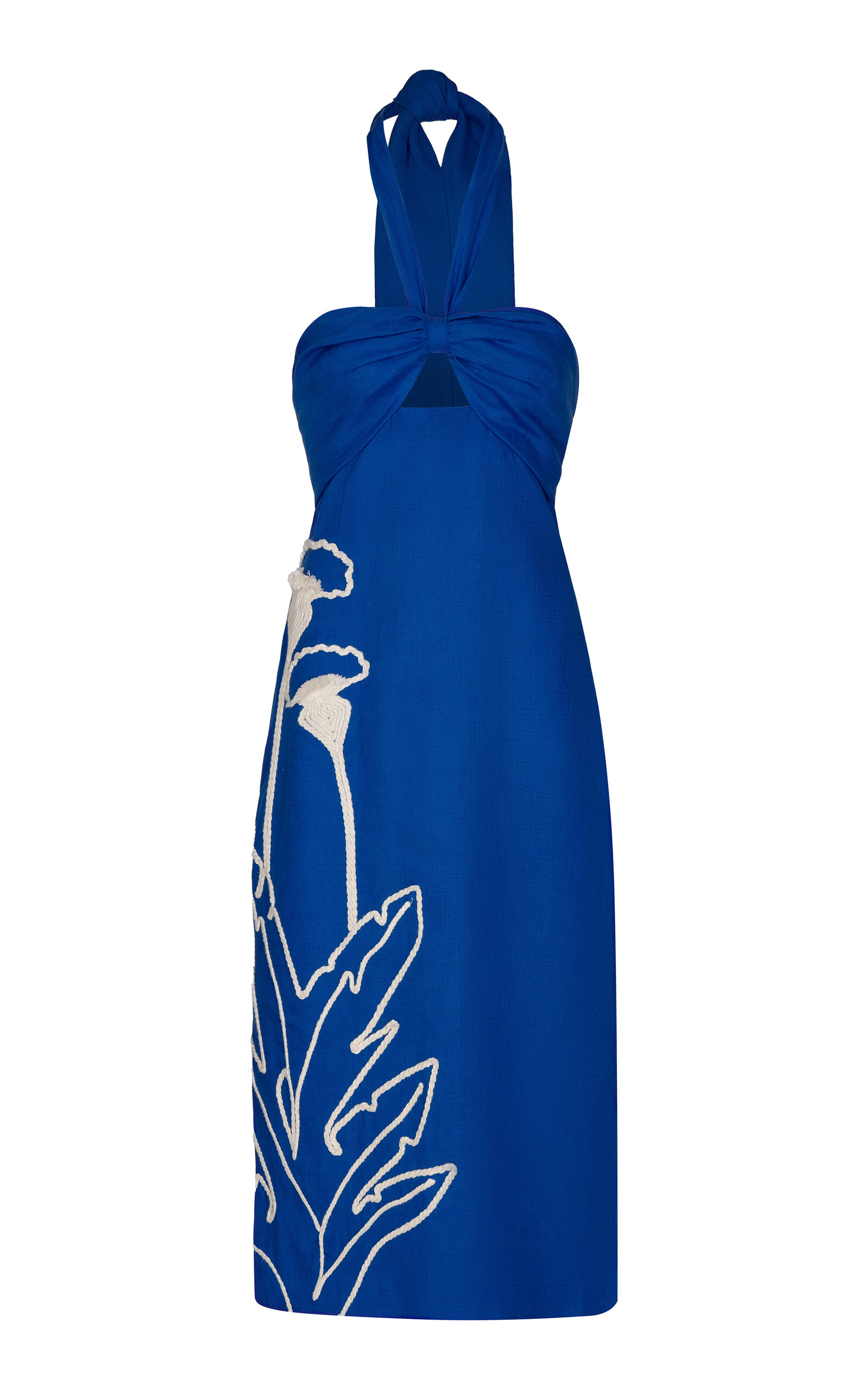 Andres Otalora Inoportuna Embroidered Linen Midi Dress