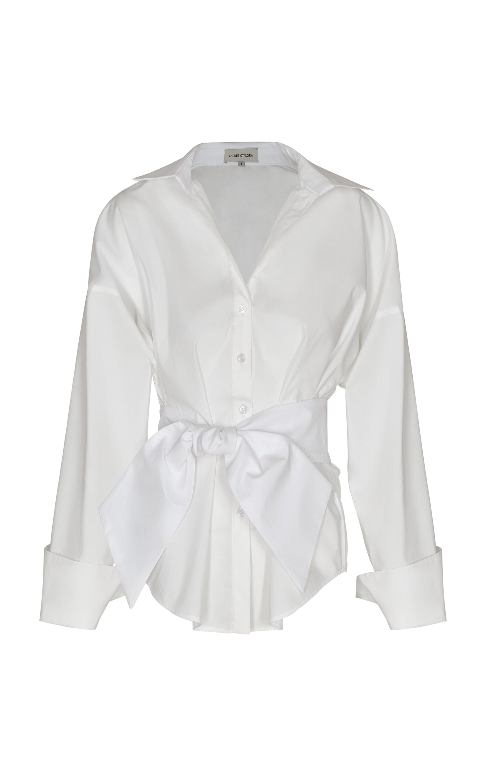 Andres Otalora Ese Momento Bow-Detailed Cotton-Poplin Shirt