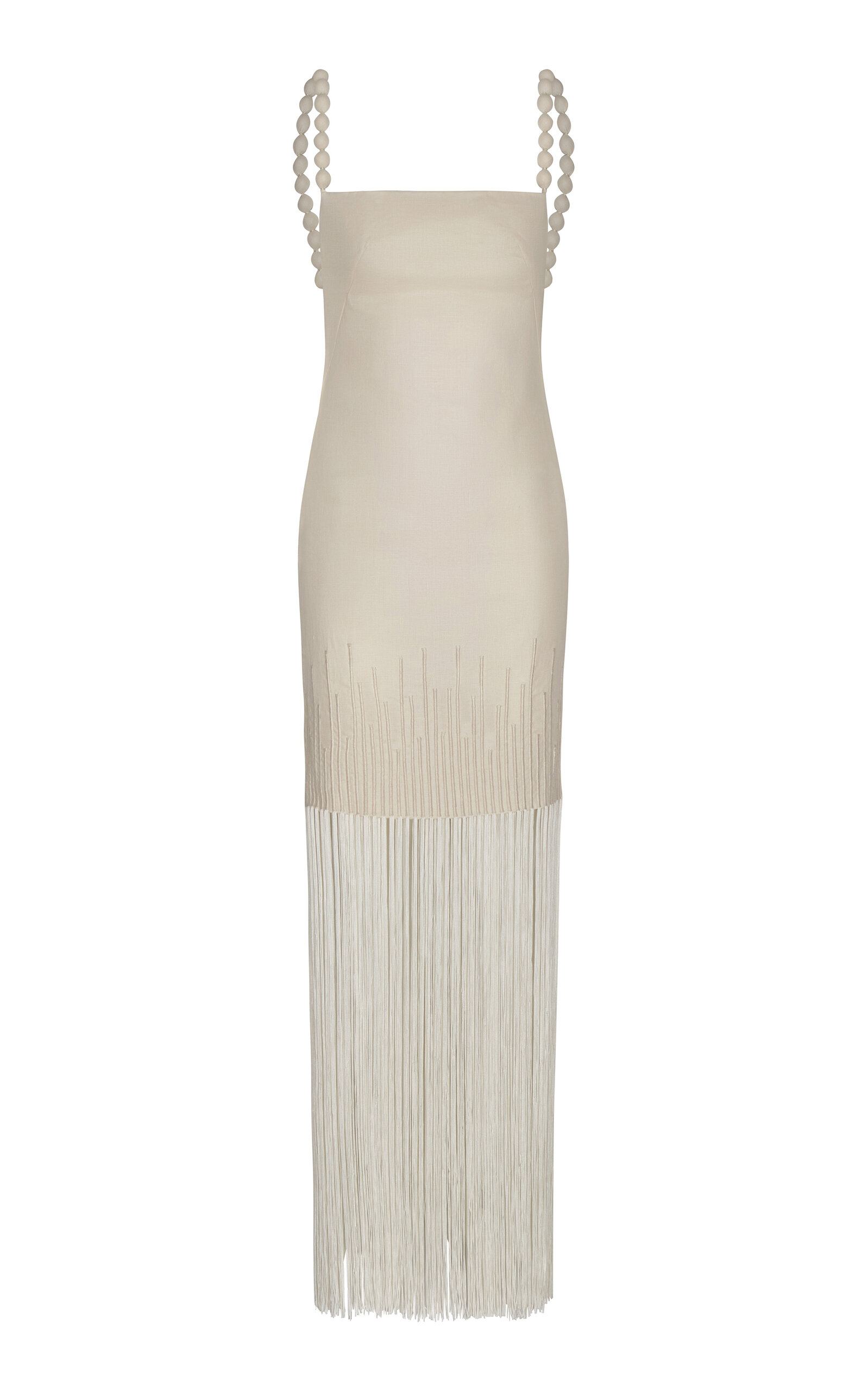 Andres Otalora Mar Caribe Fringed Linen Maxi Dress