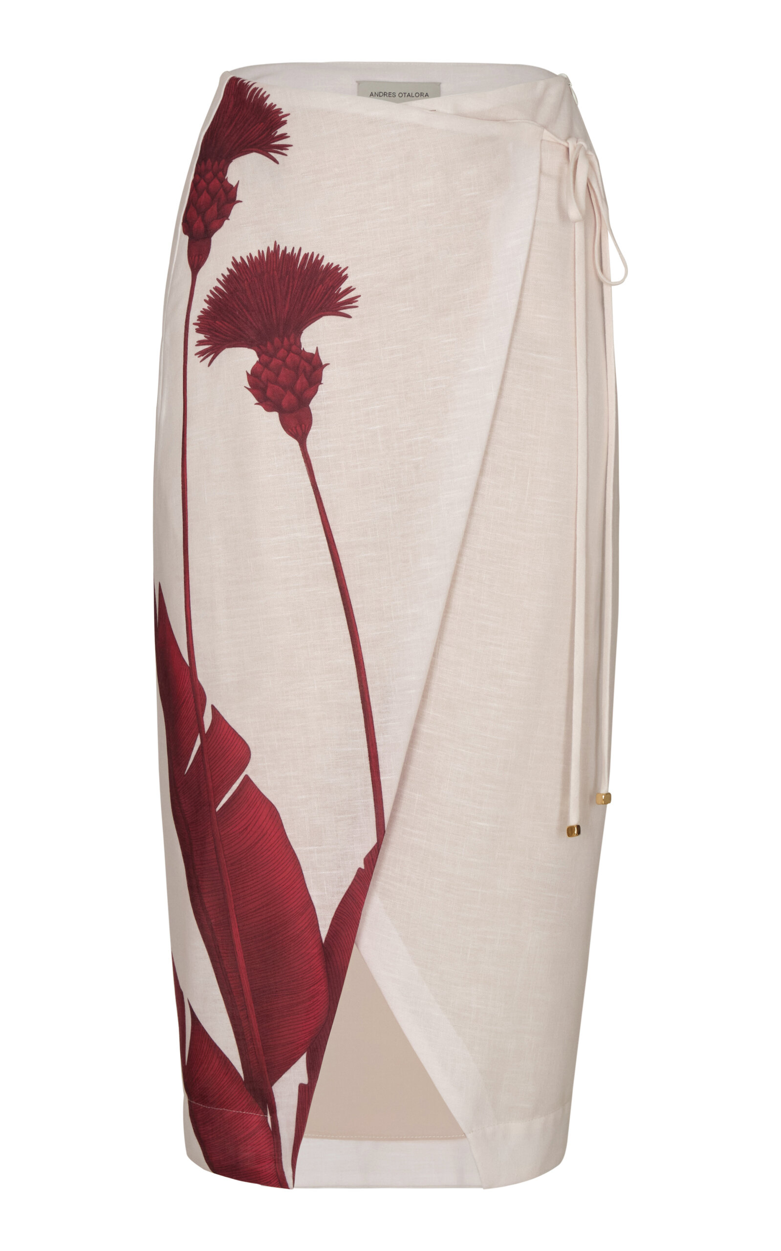 Andres Otalora Solera Caribe Printed Linen Midi Skirt