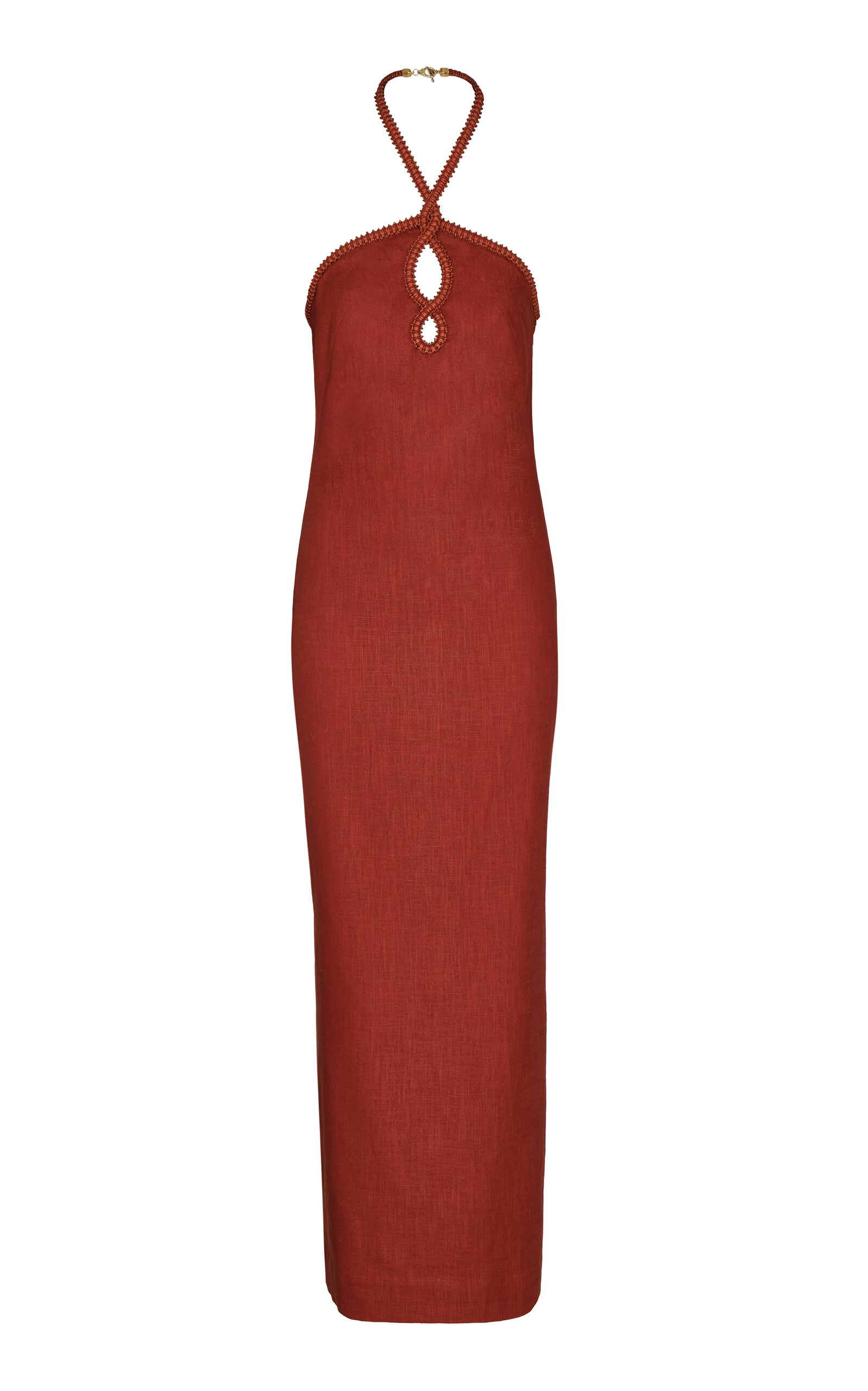 Andres Otalora Atardeceres Embellished Linen Maxi Dress