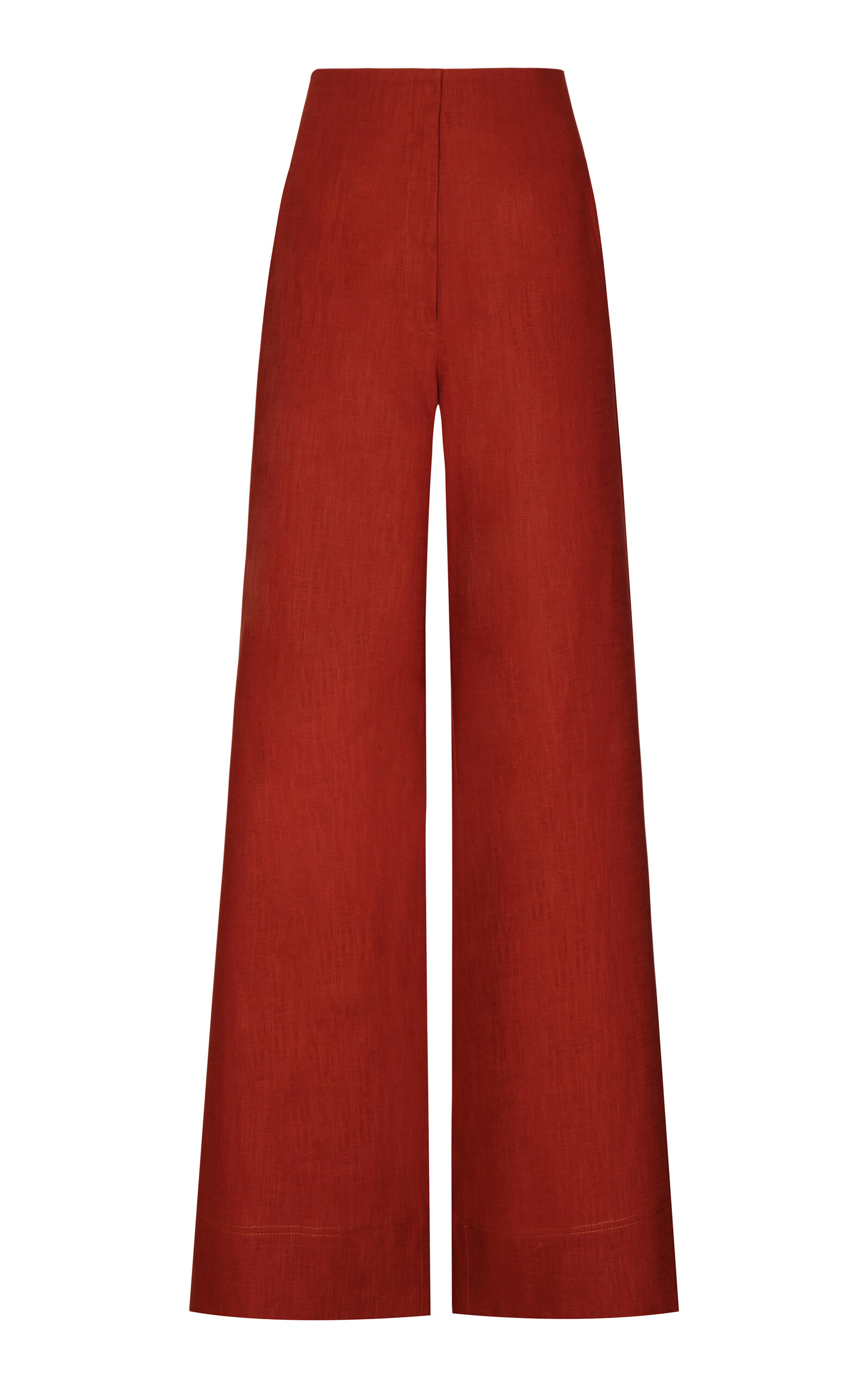 Andres Otalora El Sol Mid-Rise Linen Wide-Leg Pants