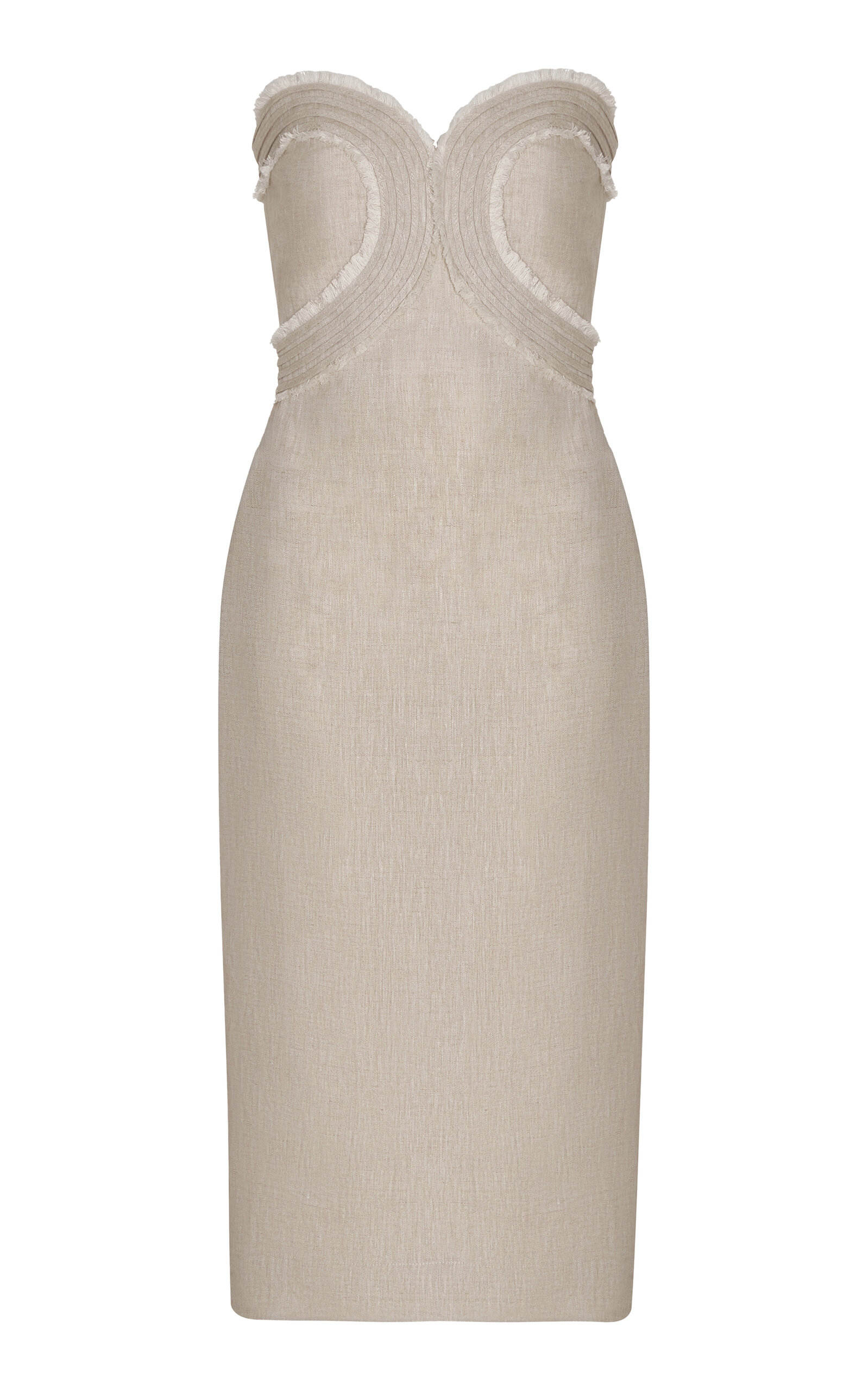 Andres Otalora Playa De Ti Strapless Linen Midi Dress