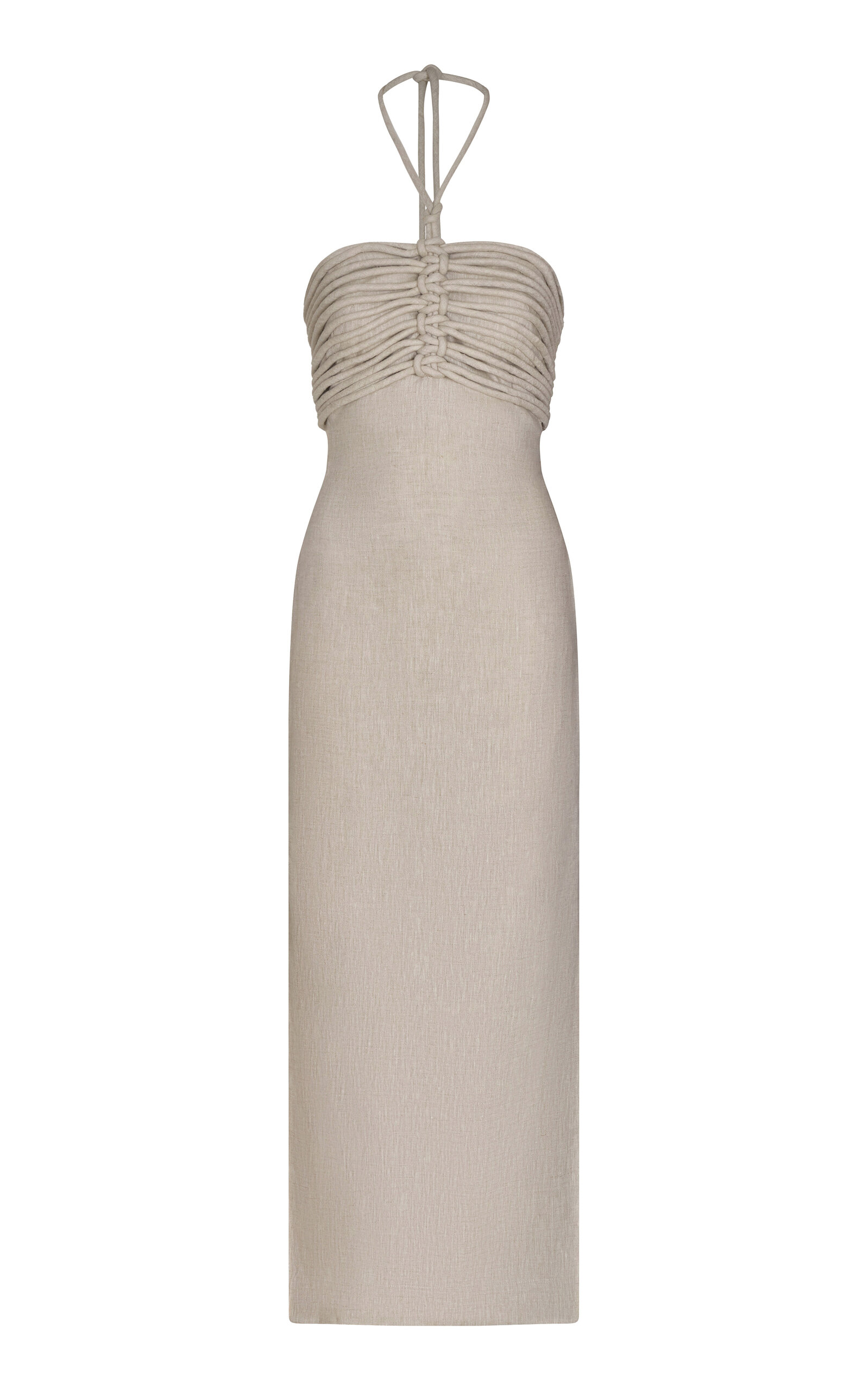 Andres Otalora Mezcalitos Halter Linen Midi Dress