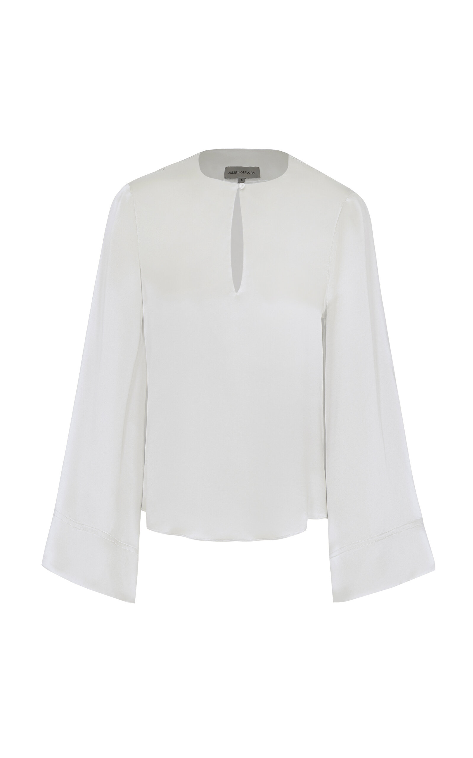 ANDRES OTALORA Y BOLEROS KEYHOLE CHARMEUSE SILK BLOUSE