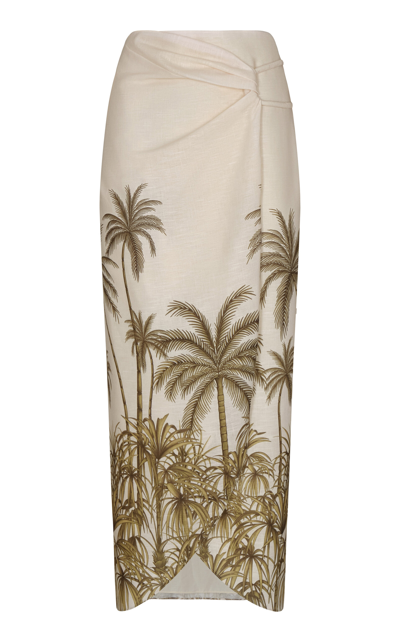 ANDRES OTALORA DESTELLADA PRINTED LINEN MIDI SKIRT