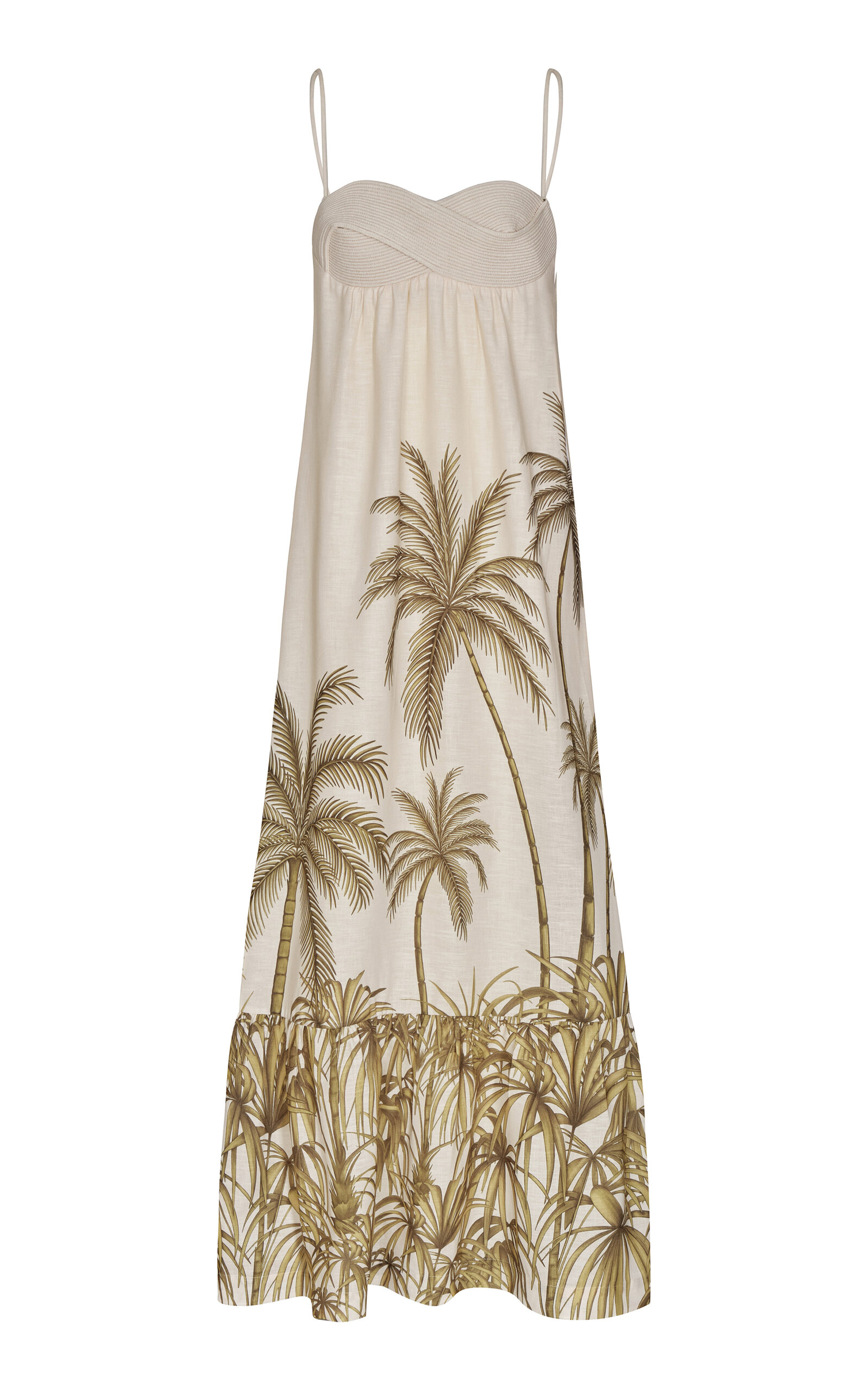 ANDRES OTALORA RON COCO PRINTED LINEN MAXI DRESS