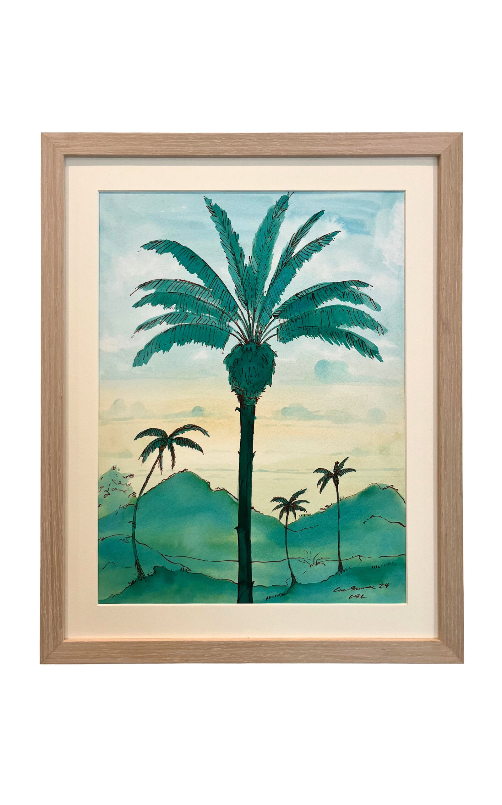 Lia Burke Libaire Green Palm Quad Painting - Multi