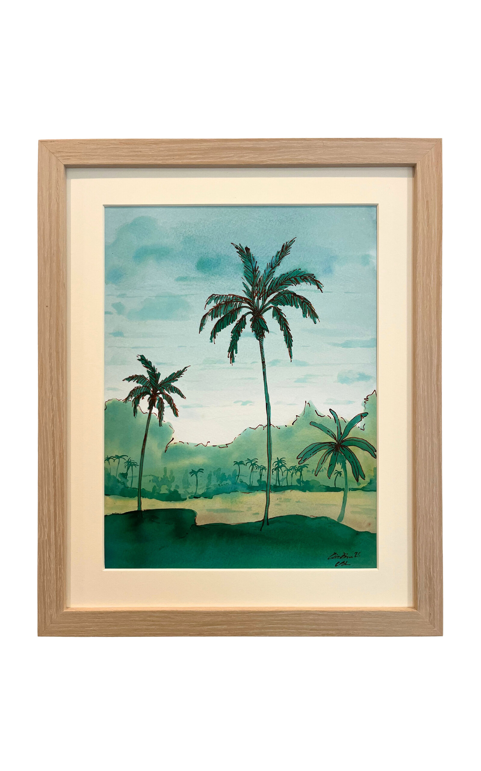 Lia Burke Libaire Green Palm Trio Painting - Multi