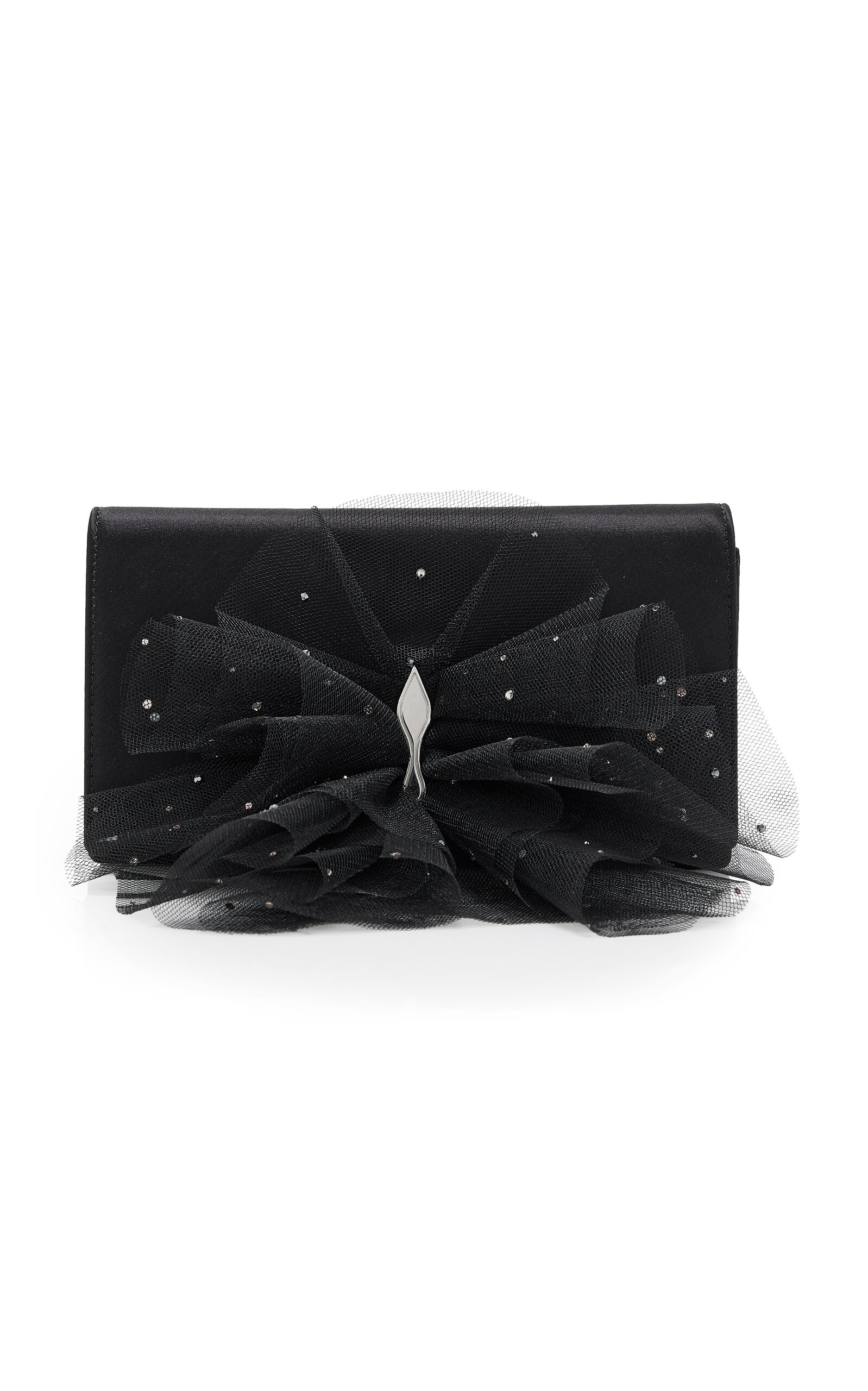 Christian Louboutin Bettina Tulle-Embellished Satin Clutch