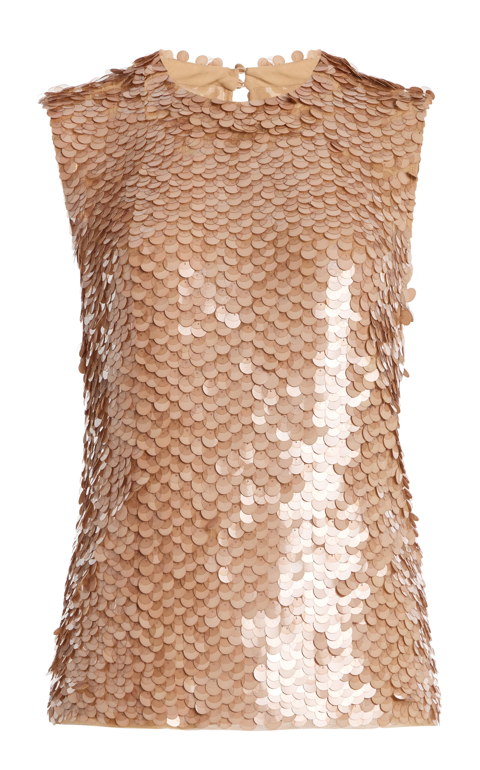 TWP Paillette Shell Beaded Top - Nude