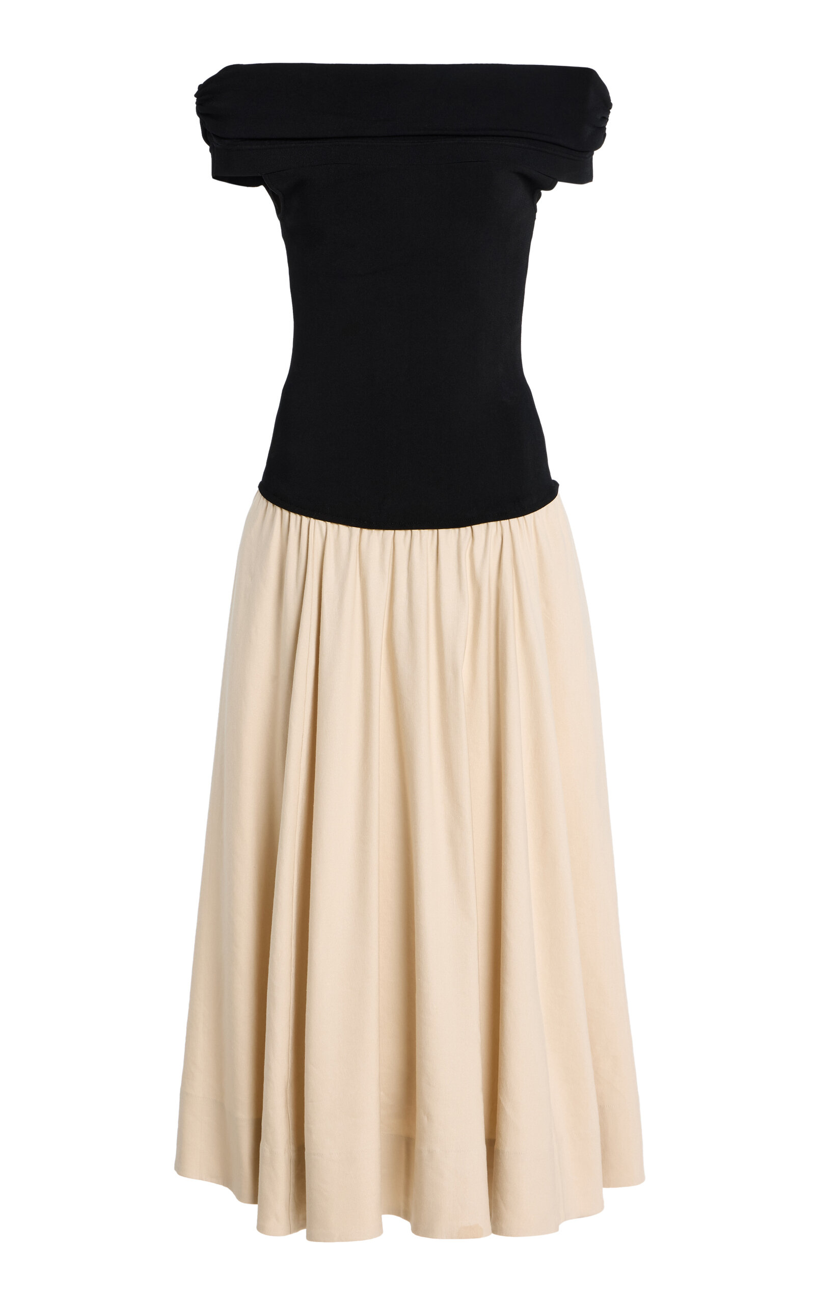 SIMKHAI Adaline Knit Linen Midi Dress - Black/white