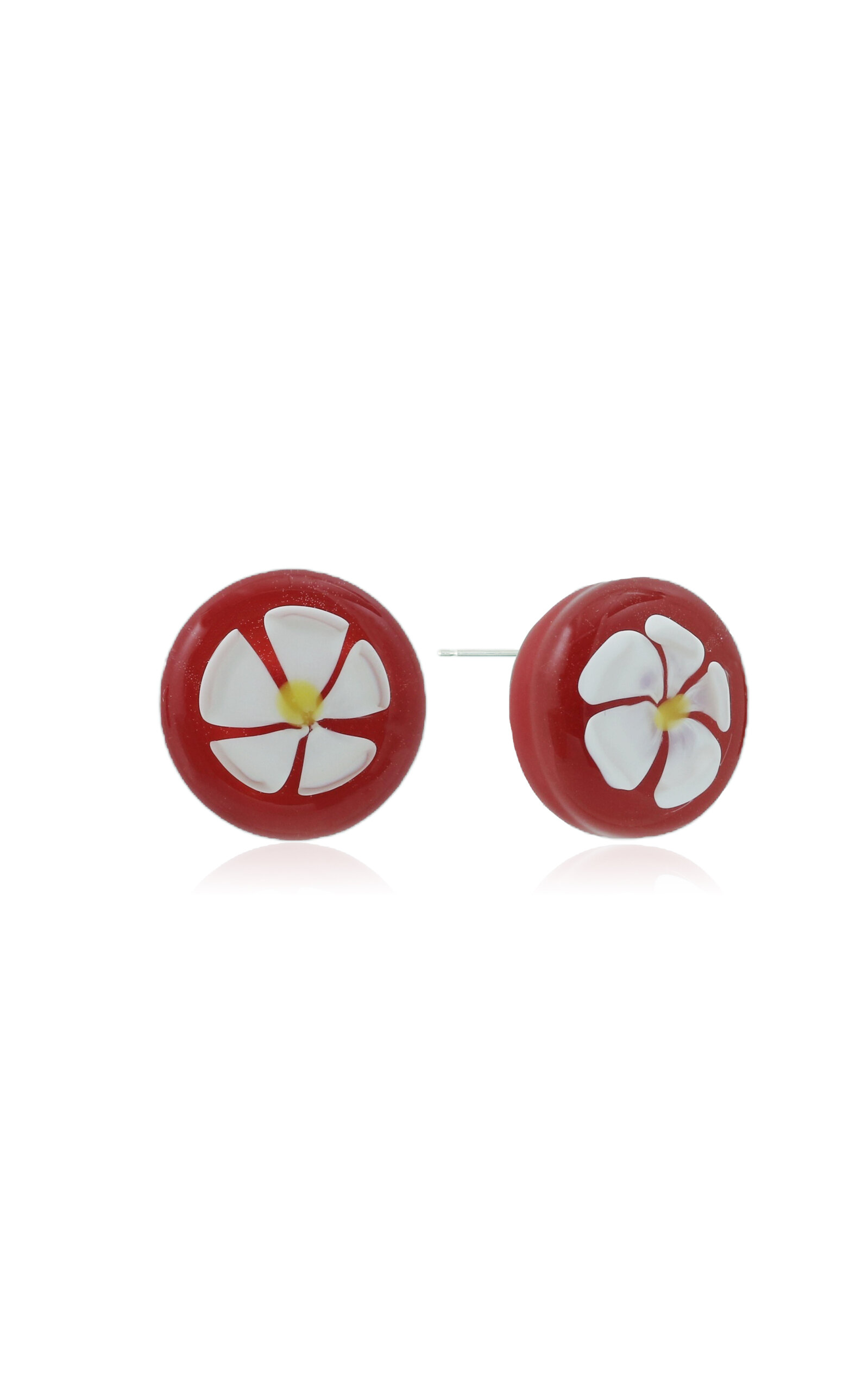 White Flower Glass Earrings