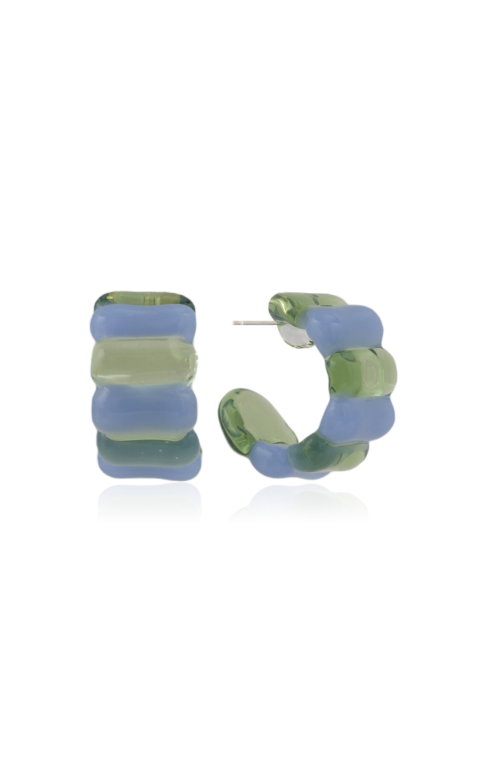 Two Tone Ribbed Mini Hoop Earrings