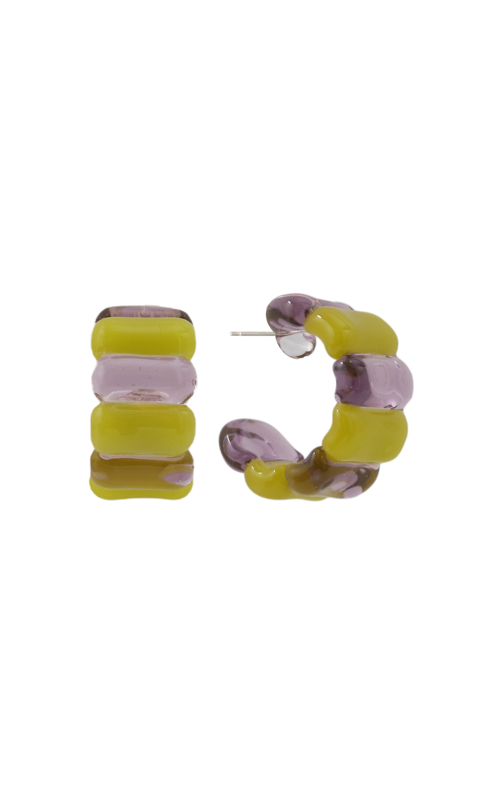 Two Tone Ribbed Mini Hoop Earrings
