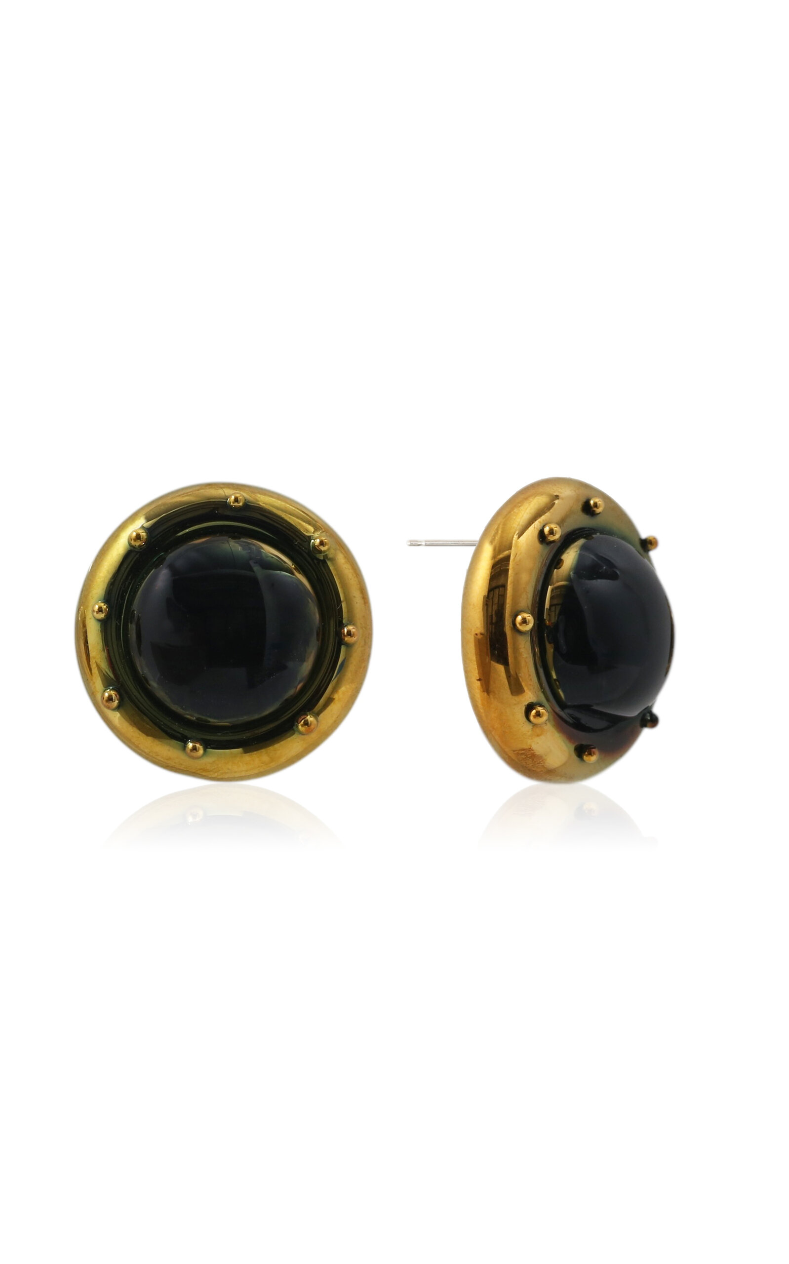 22K Gold Fumed Button Earrings