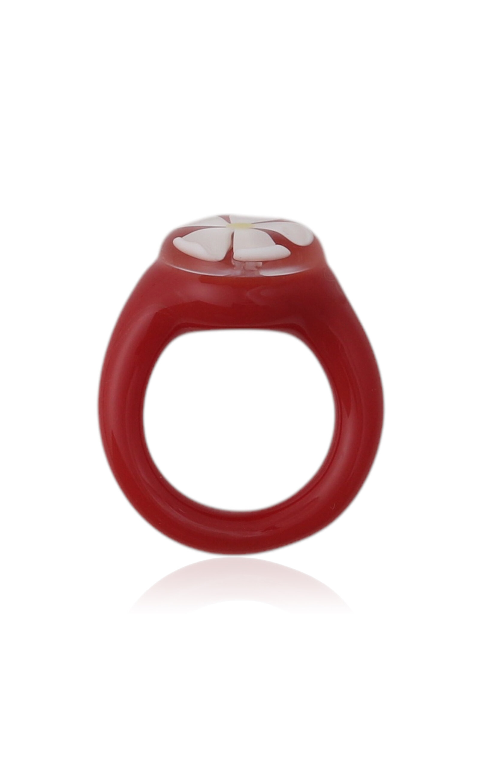 White Flower Glass Ring