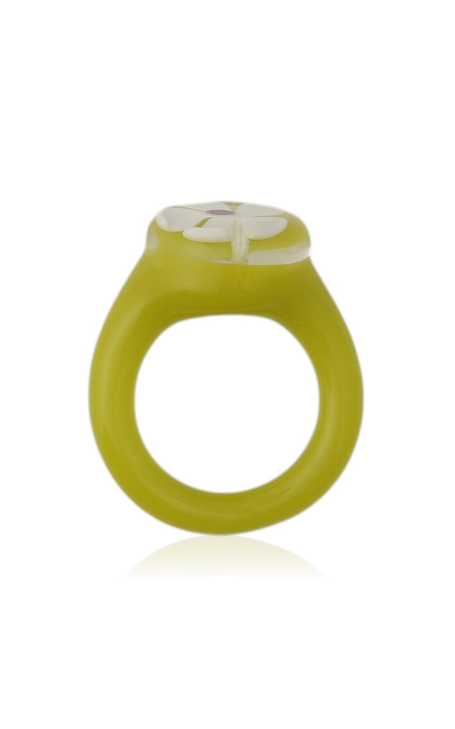 White Flower Glass Ring