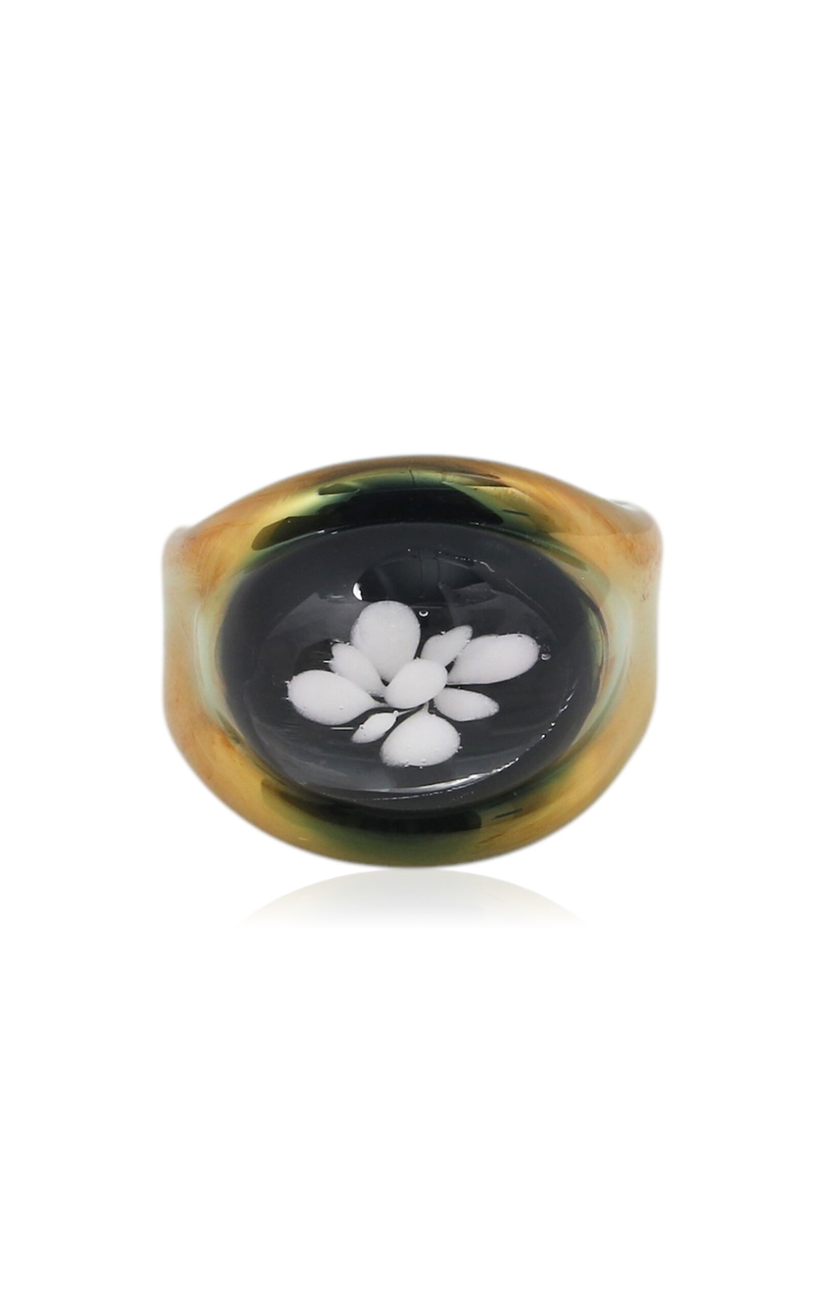 Gold Fumed Flower Dome Ring