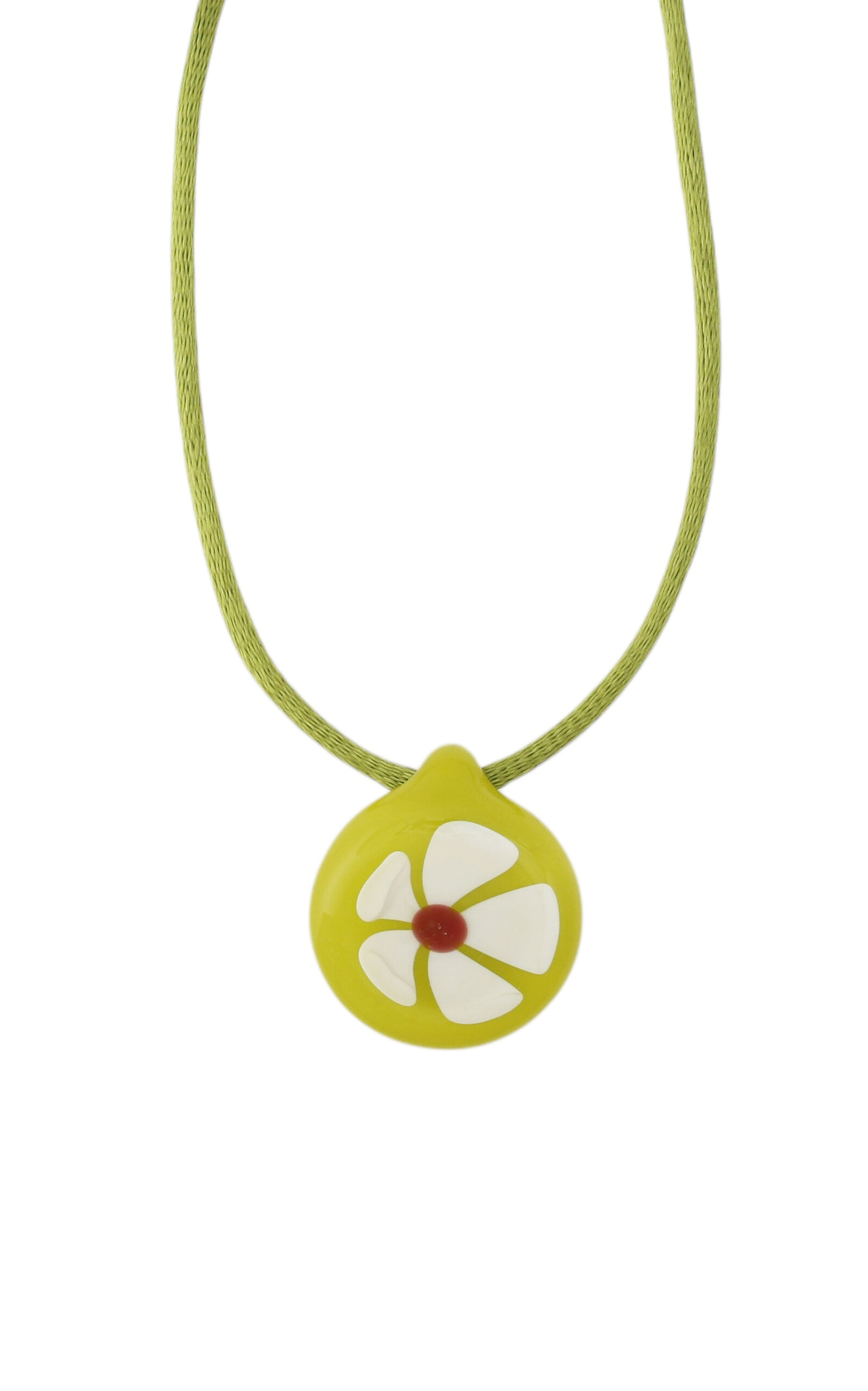 White Flower Glass Pendant Necklace