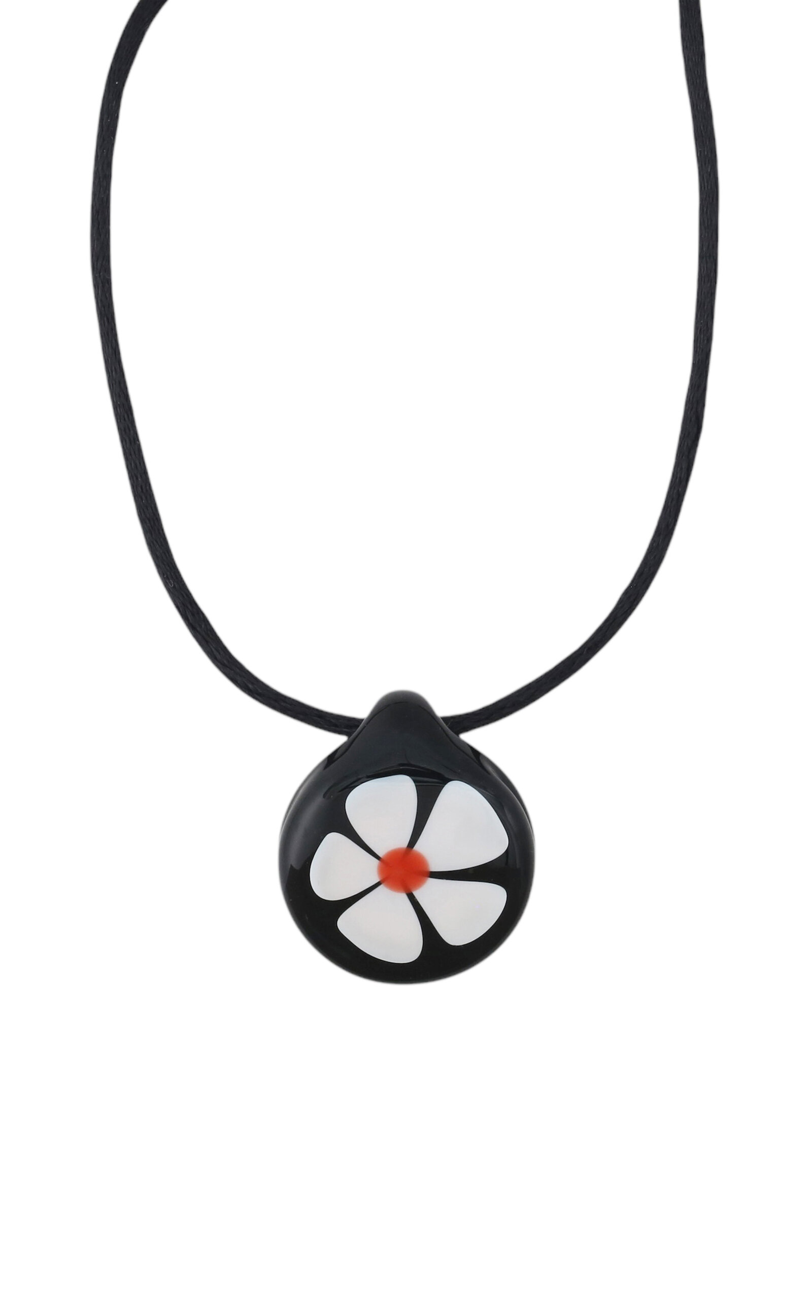 White Flower Glass Pendant Necklace