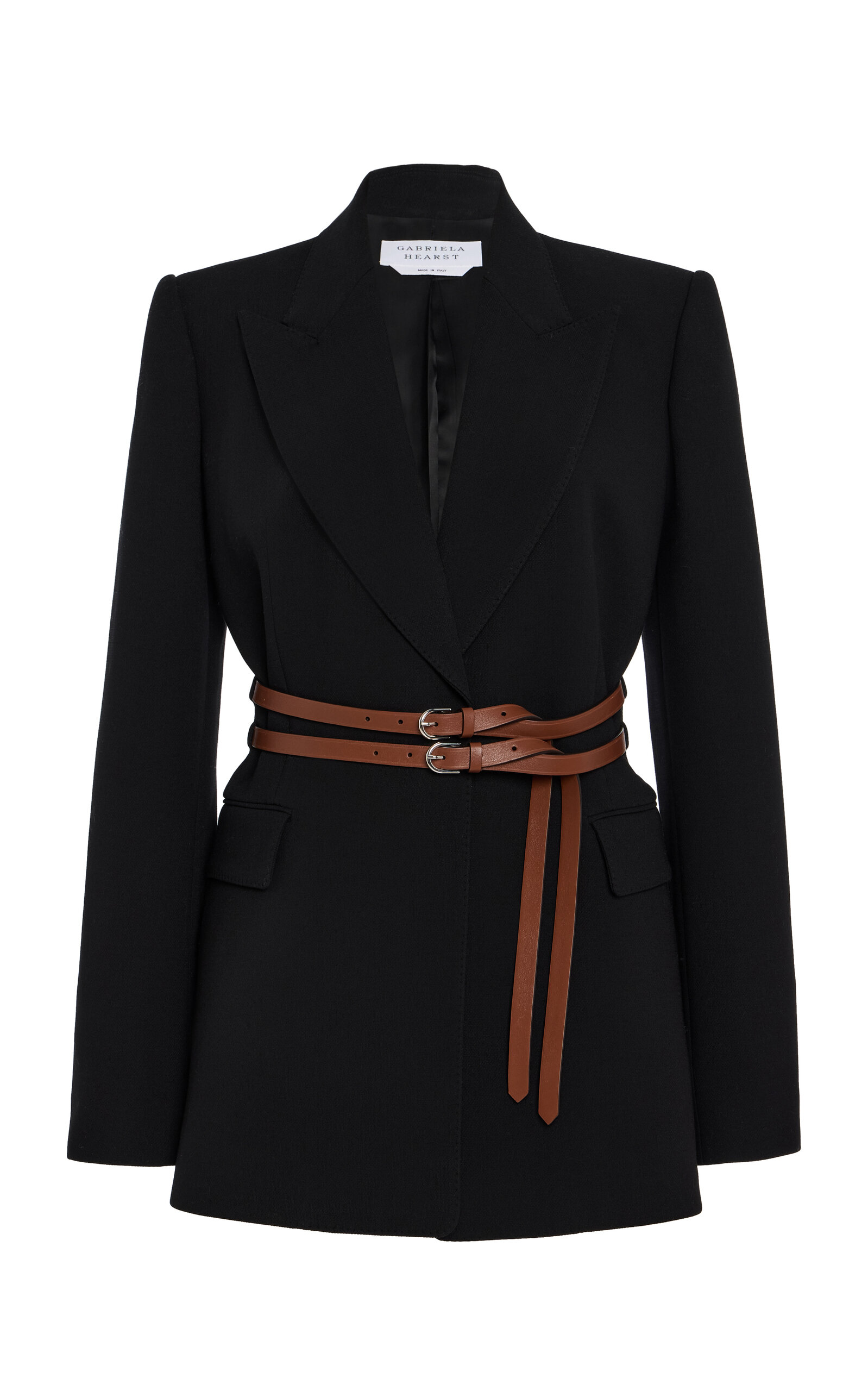 Gabriela Hearst Daniel Belted Wool Blazer In Black