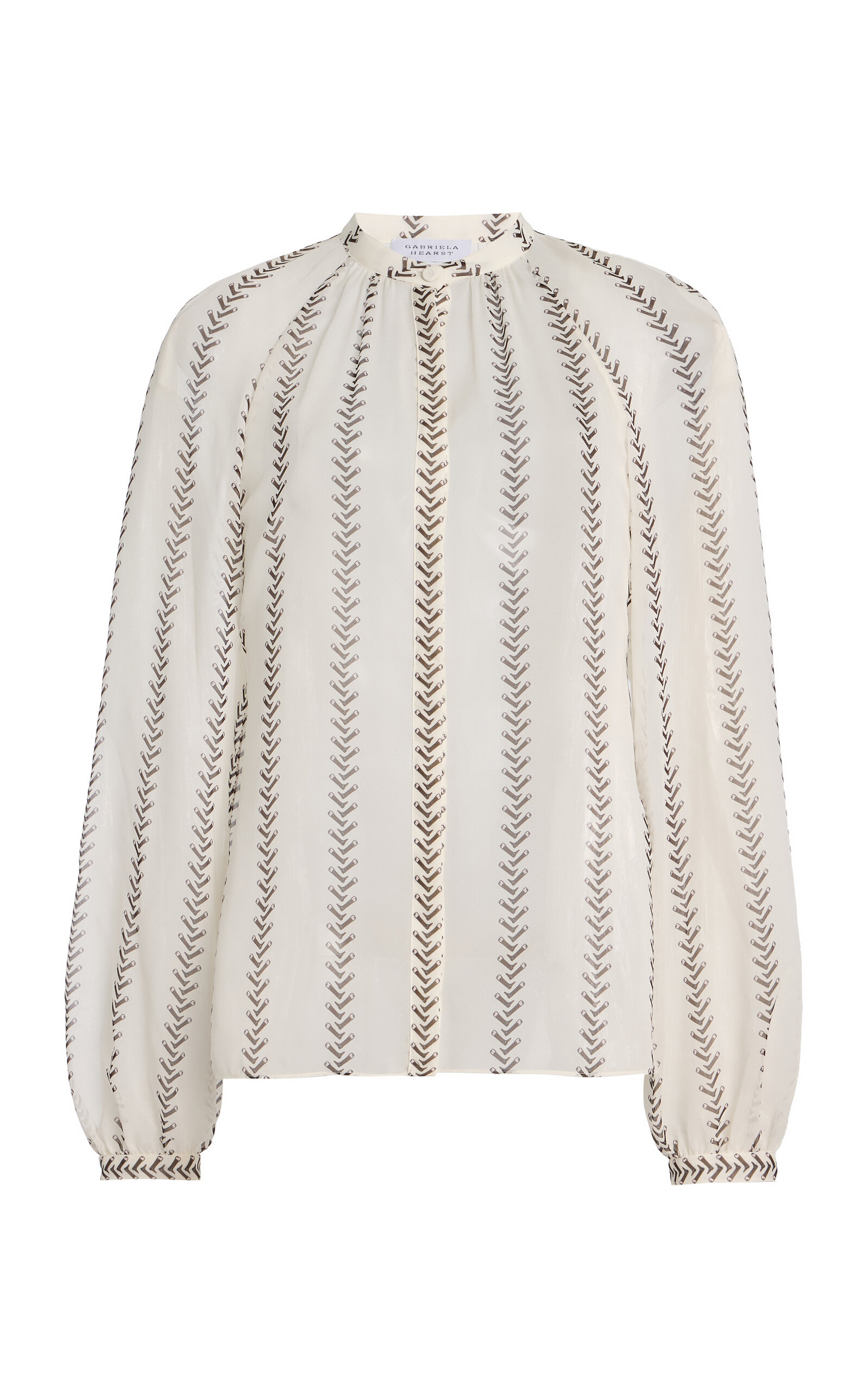 Gabriela Hearst Gian Boot-striped Silk Top In White