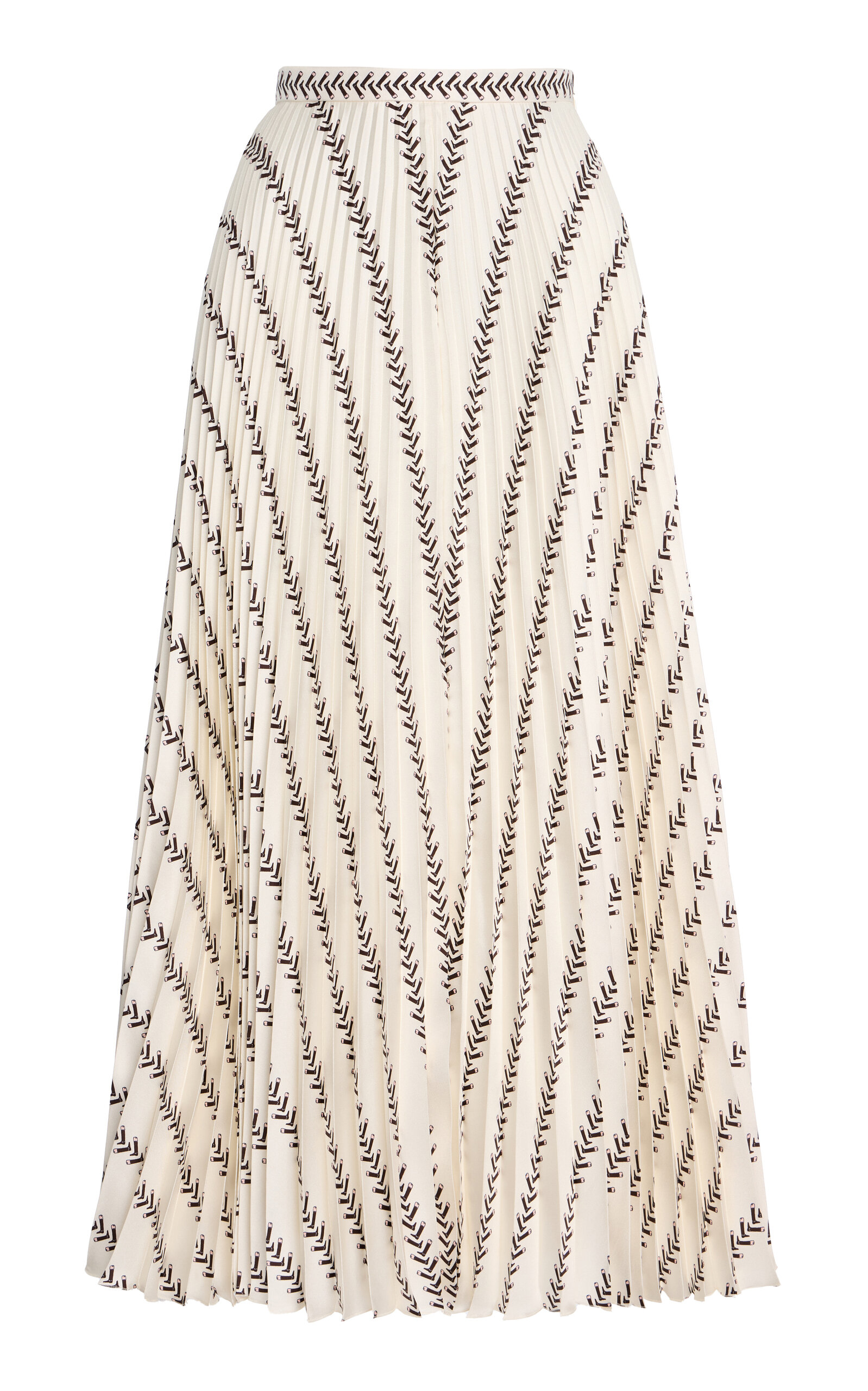 Gabriela Hearst Eames Boot-Striped Silk Plissé Midi Skirt