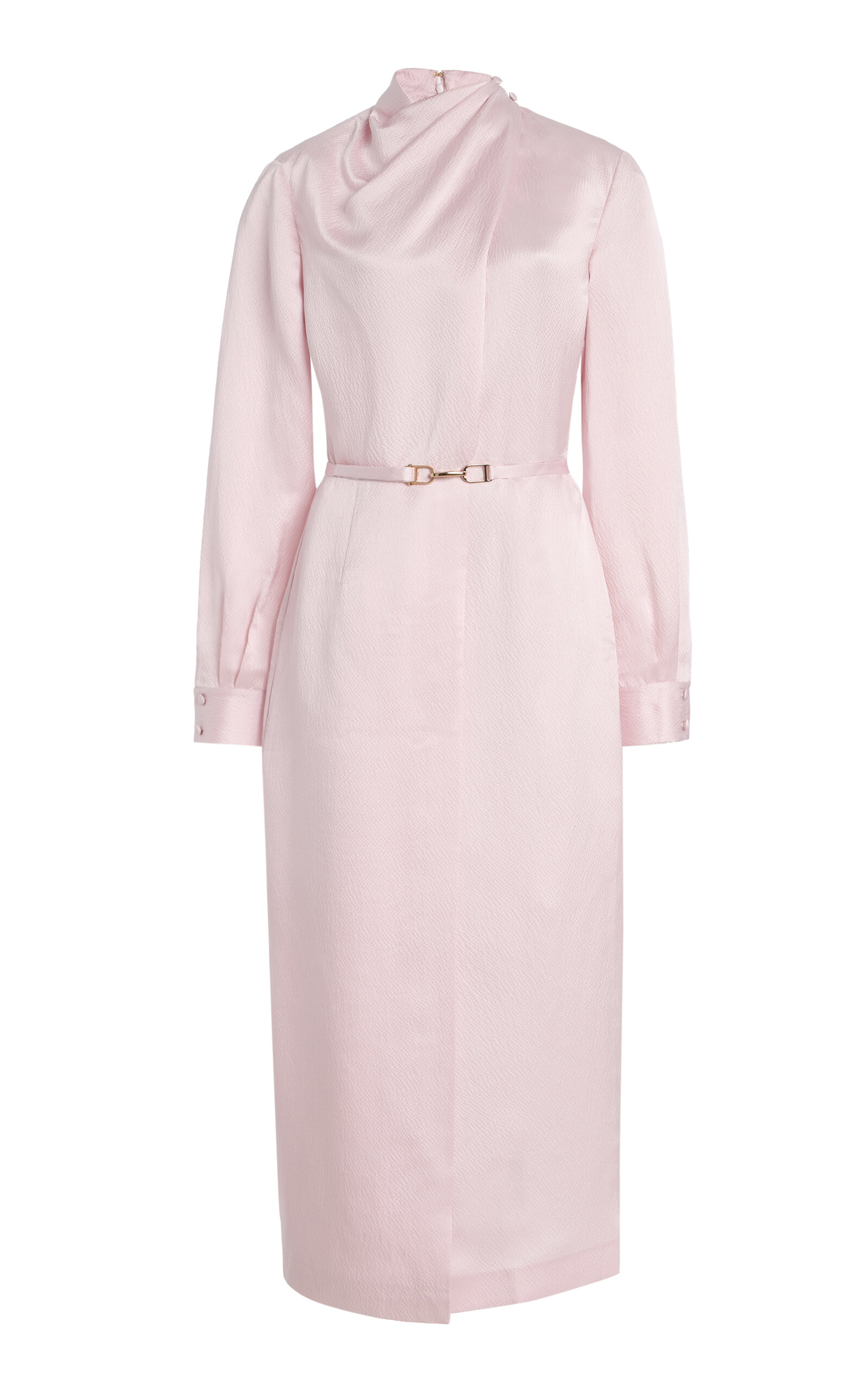 Gabriela Hearst Josef Cowl-neck Silk Midi Dress In Pink